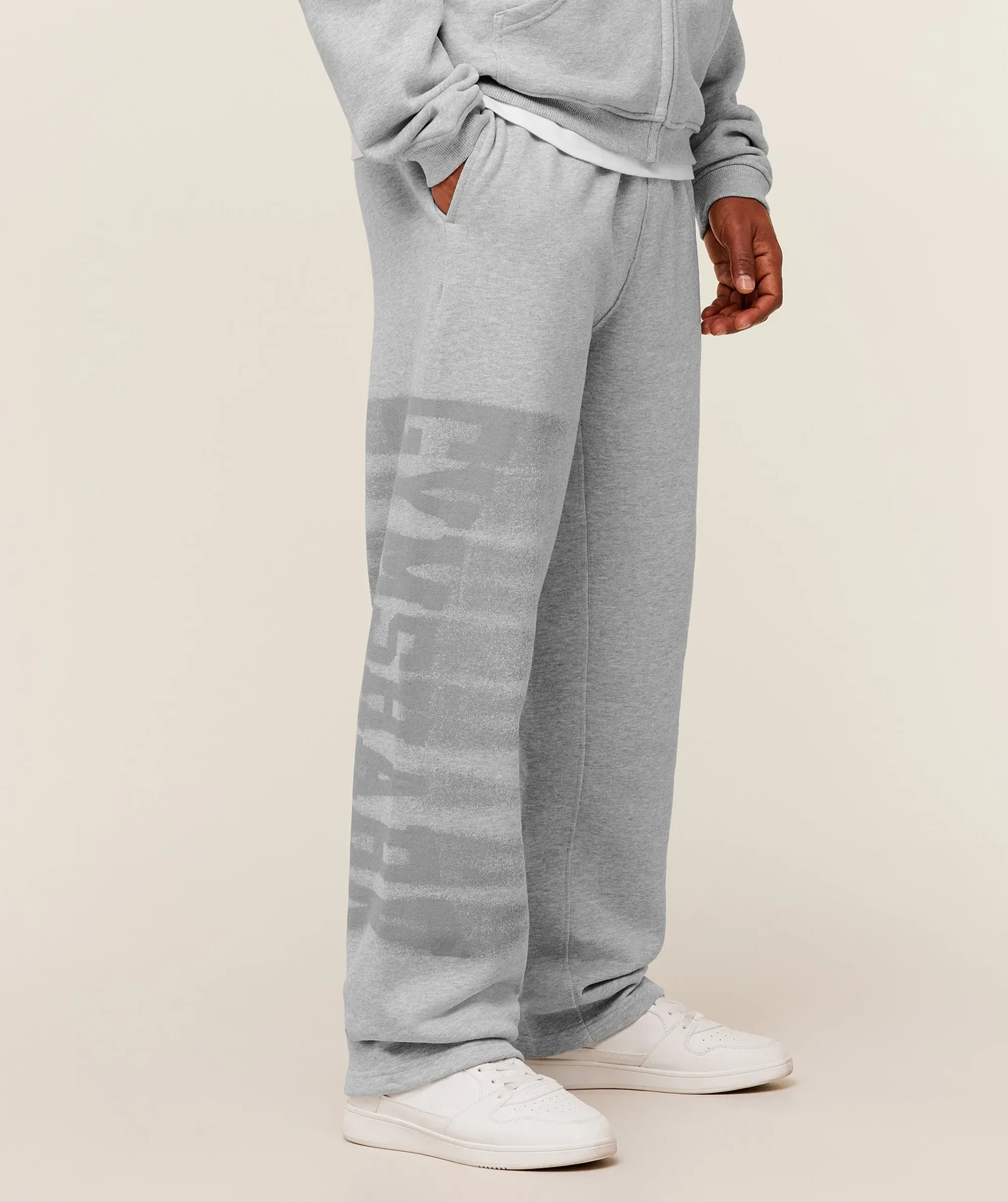 Gymshark Fade Graphic Straight Leg Pants - Light Grey Core Marl