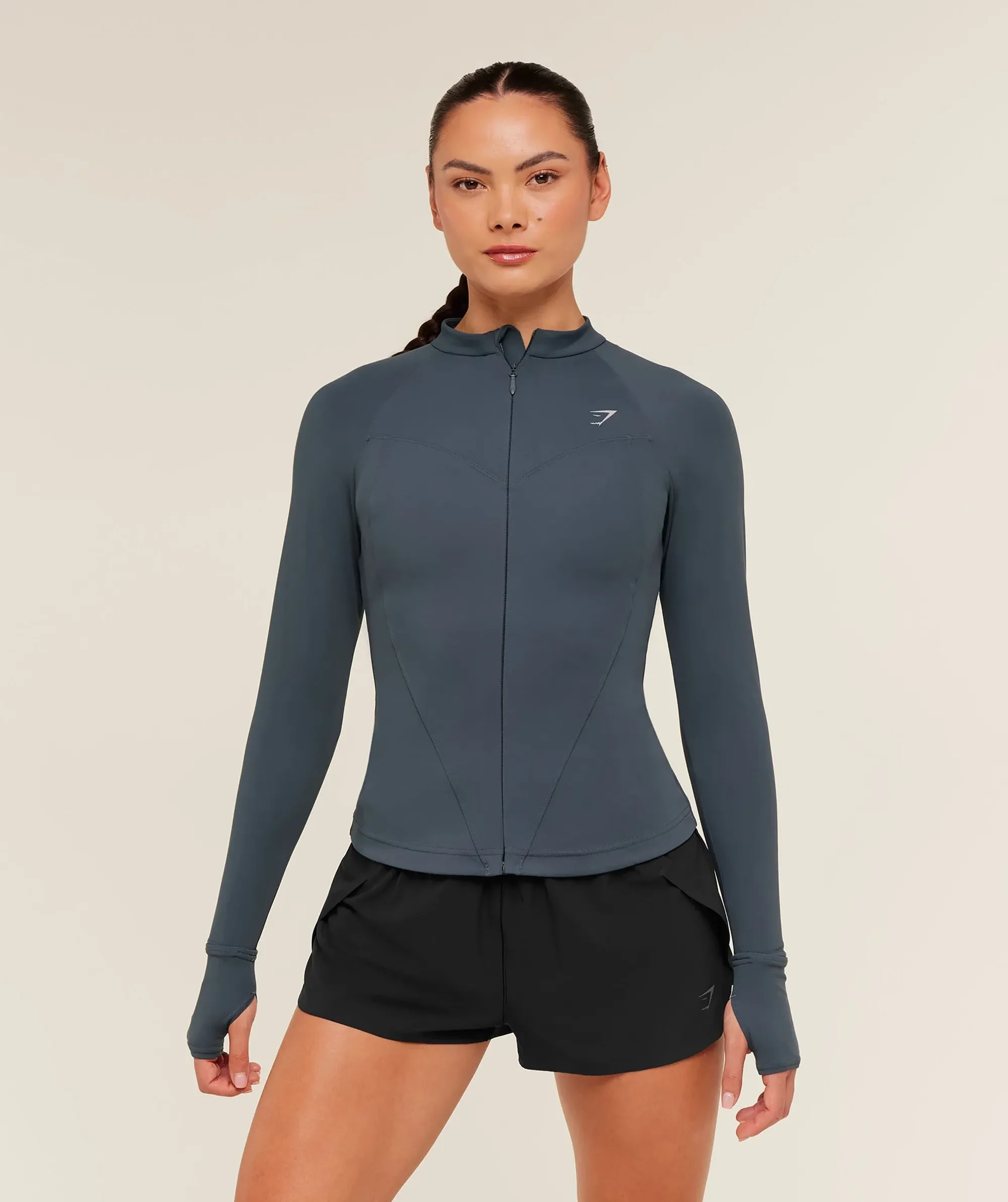 Gymshark Running Full Zip Jacket - Titanium Blue