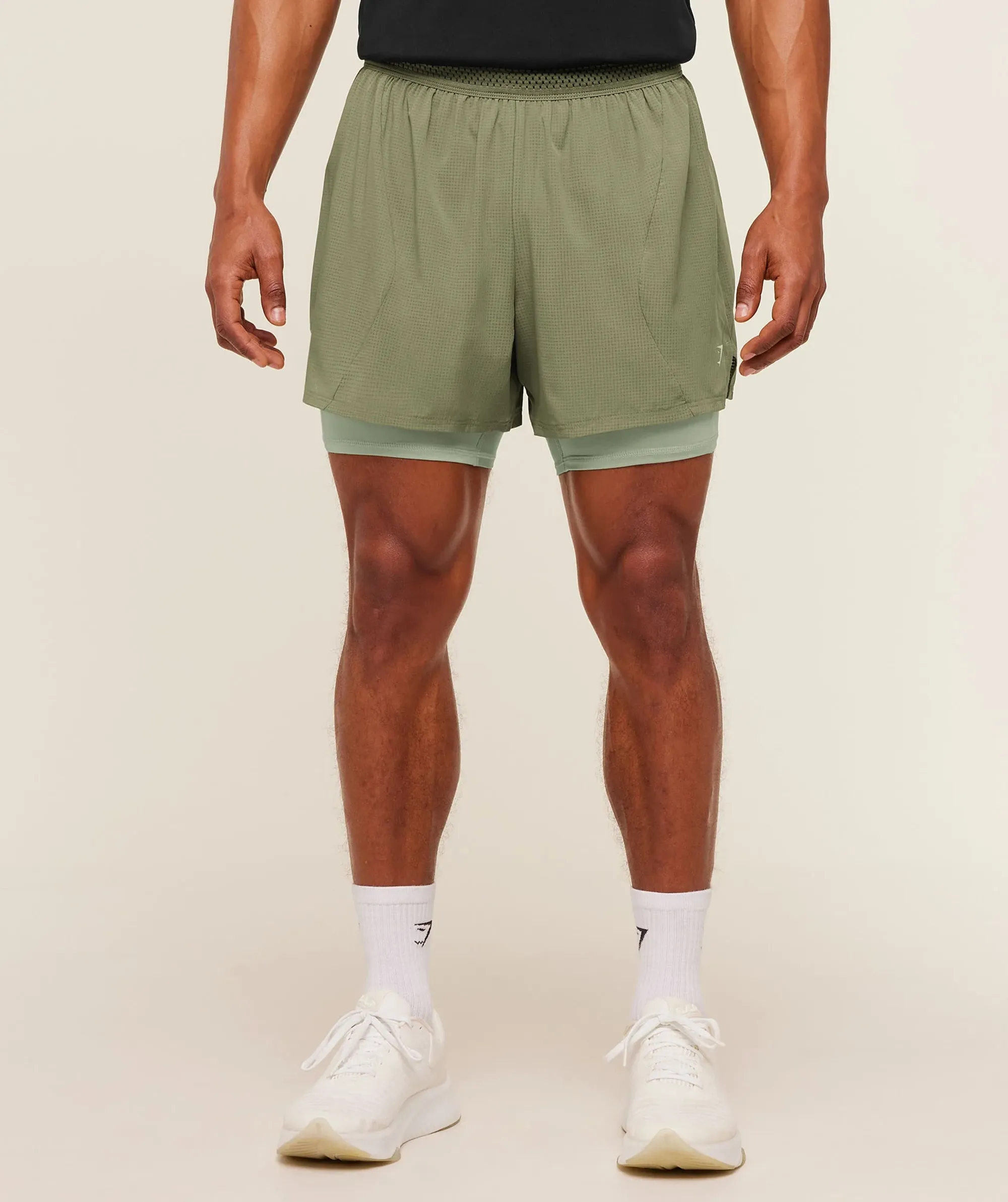 Gymshark Running 4" 2in1 Shorts -  Grounded Green /  Haze Green