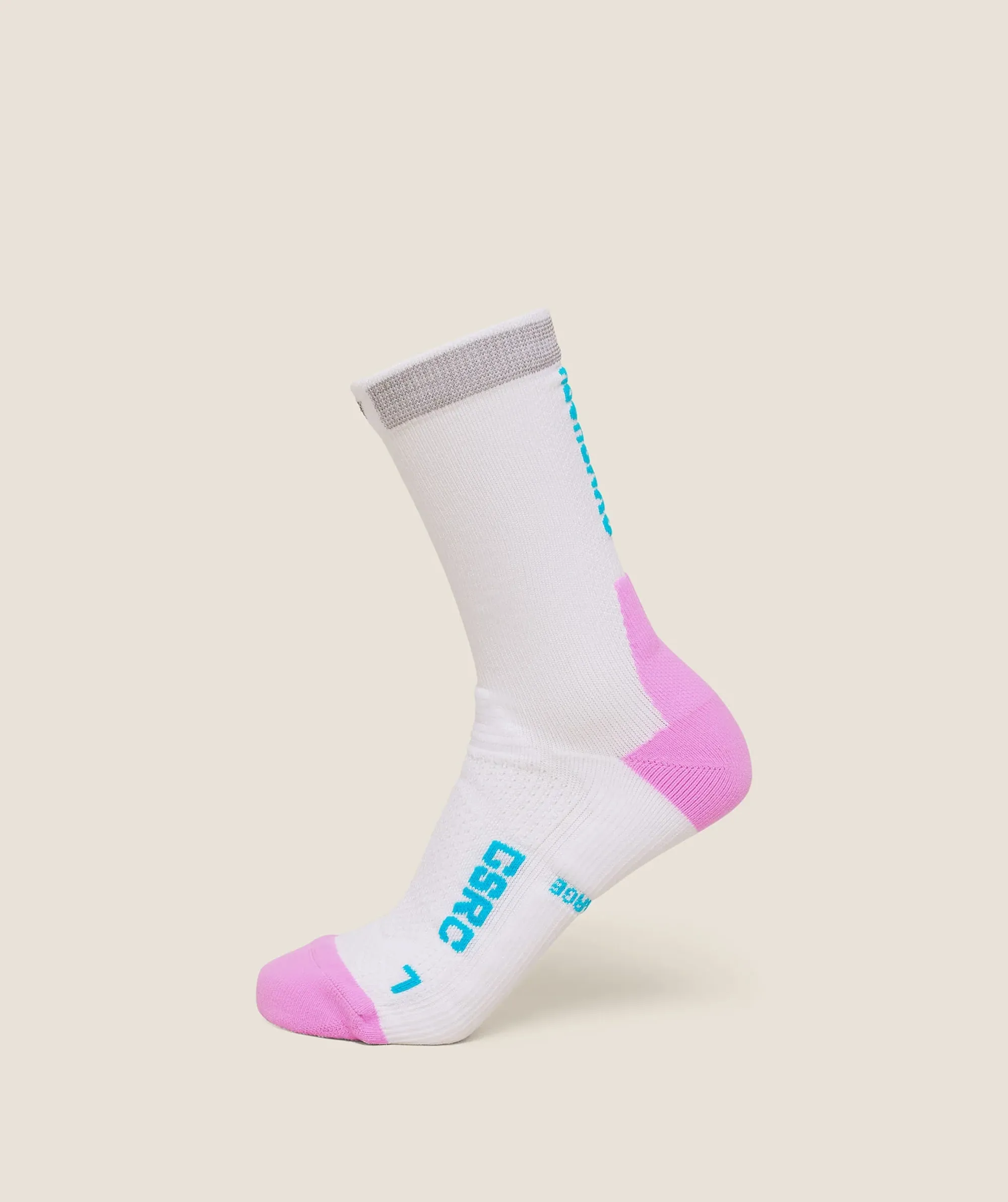 Gymshark Running Elite Crew Sock Single - White/Brand Blue/Sour Pink