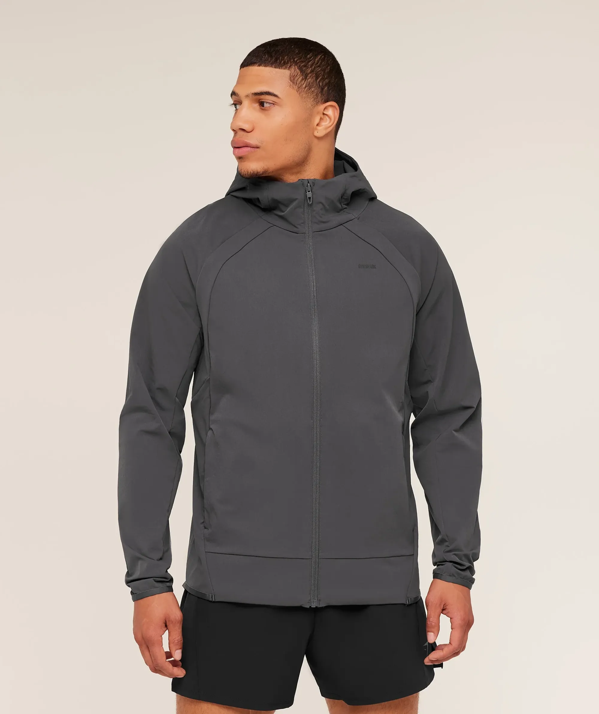 Gymshark Weekend Zip Through Shell Jacket -  Onyx Grey