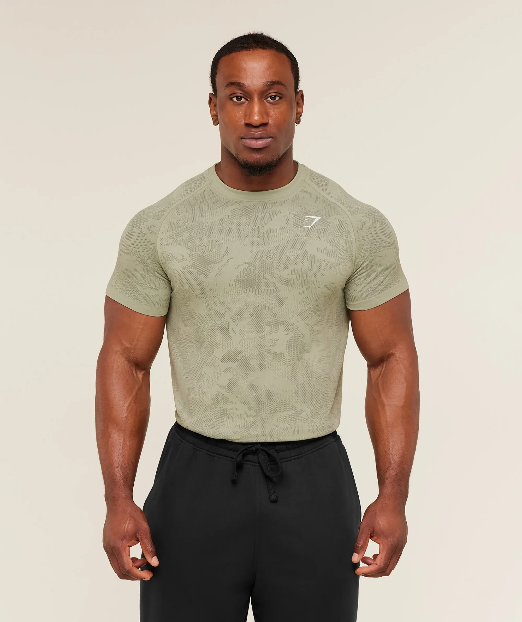 Gymshark Geo Seamless T-Shirt -  Haze Green /  Unit Green