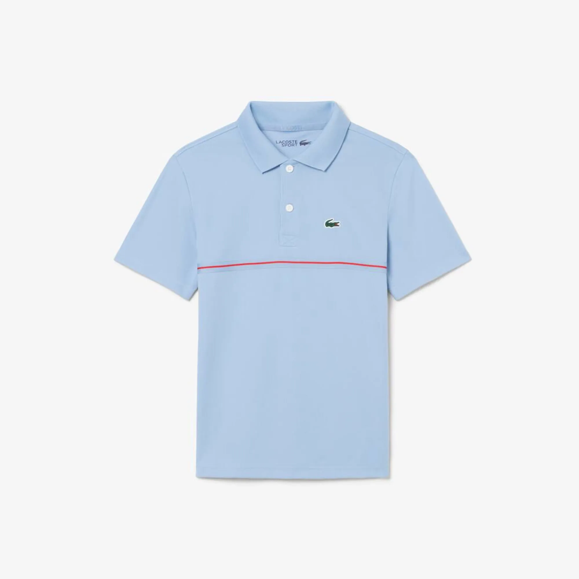 Lacoste Ultra Dry Branded Stripe Piqué Polo Shirt - Light Blue