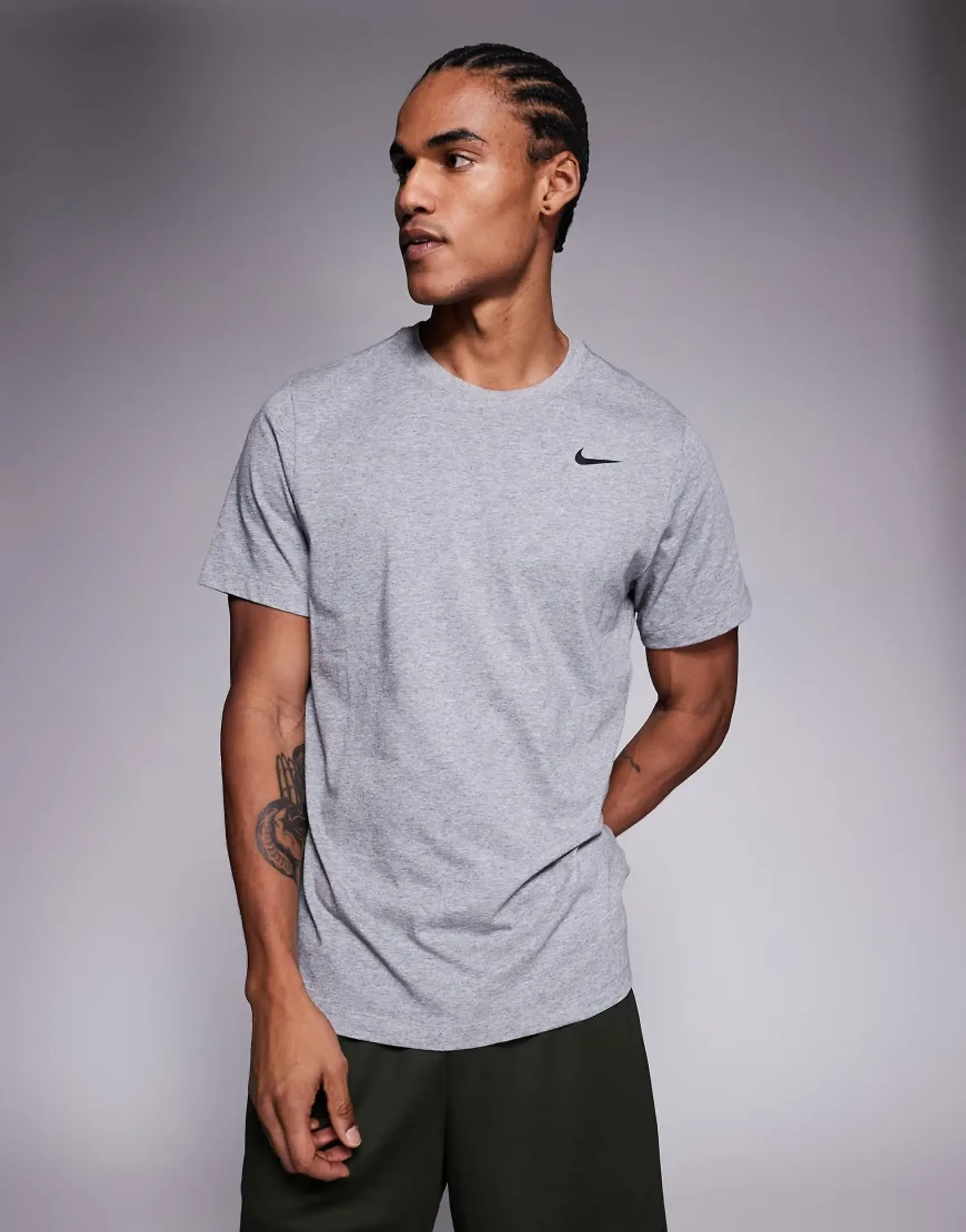 Nike Training Dri-Fit Logo T-Shirt In Light Grey