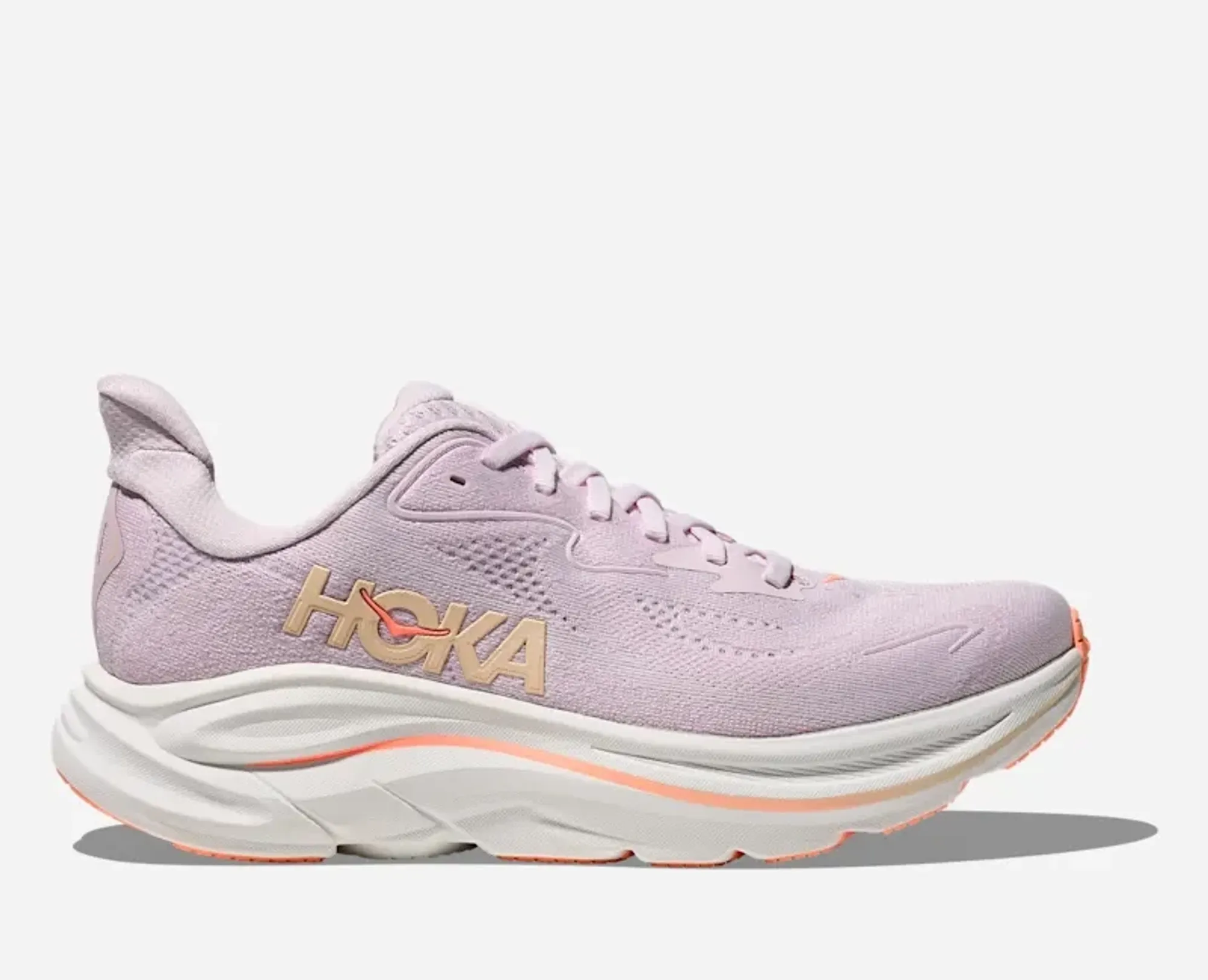 Hoka Women's Clifton 10 Road Running Shoes In Lilac Cream/Tangerine Glow