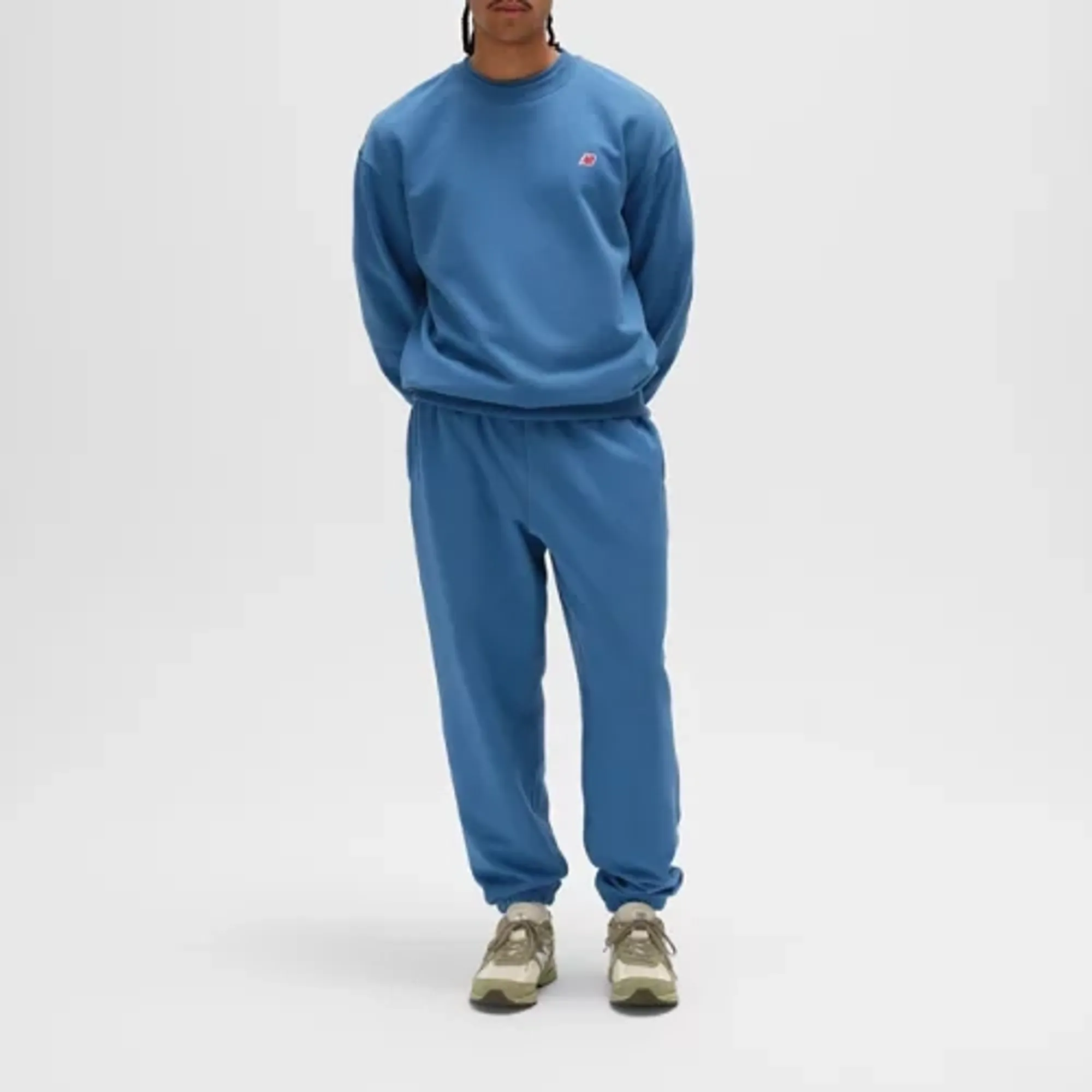 New Balance Men's Made in USA Core Crewneck Sweatshirt in Blue Cotton Fleece