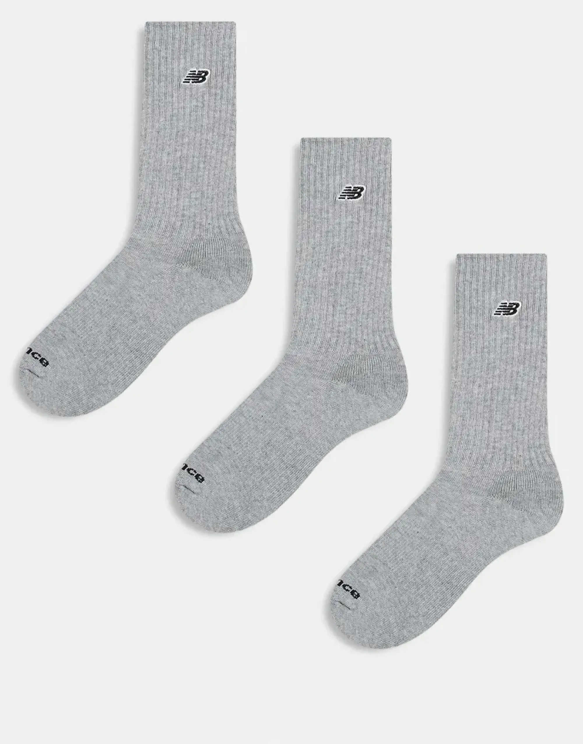 New Balance Black Patch Logo Sock 3 Pack In Grey