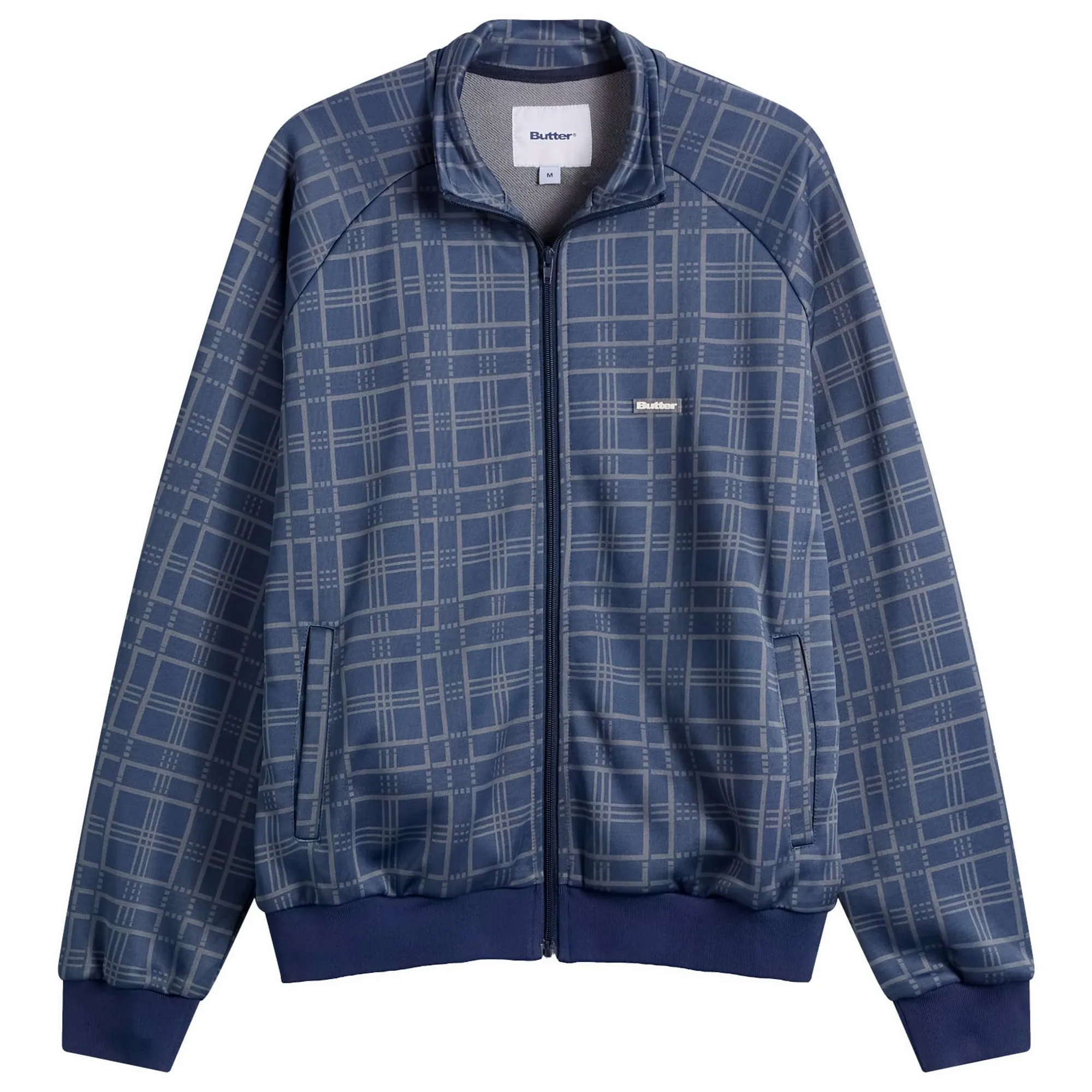 Butter Goods Men's Tricot Track Jacket Navy Plaid