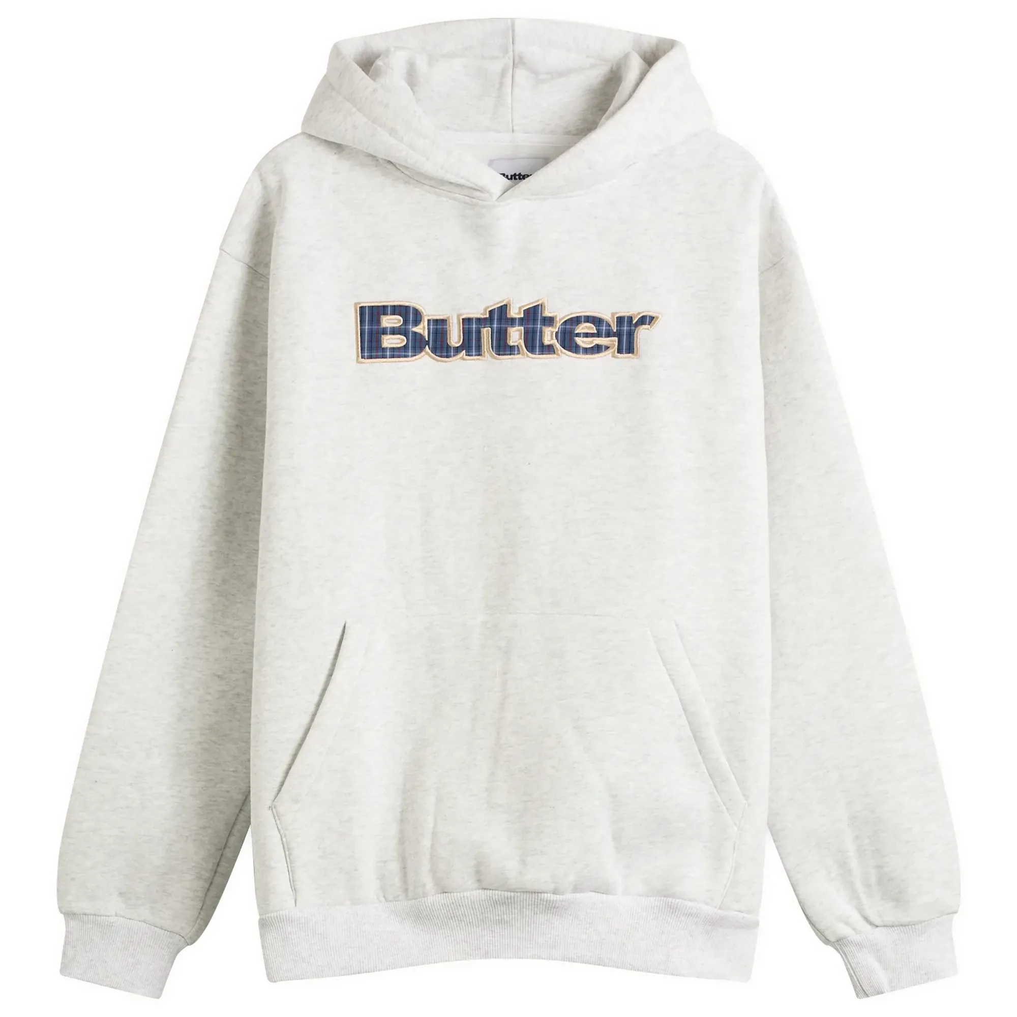 Butter Goods Men's Plaid Logo Applique Hoodie Ash