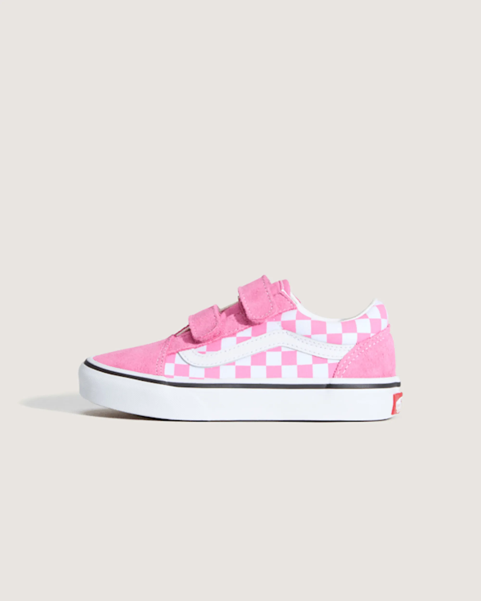 Vans - Kids Old Skool V Checkerboard Shoes (4-8 Years), Pink