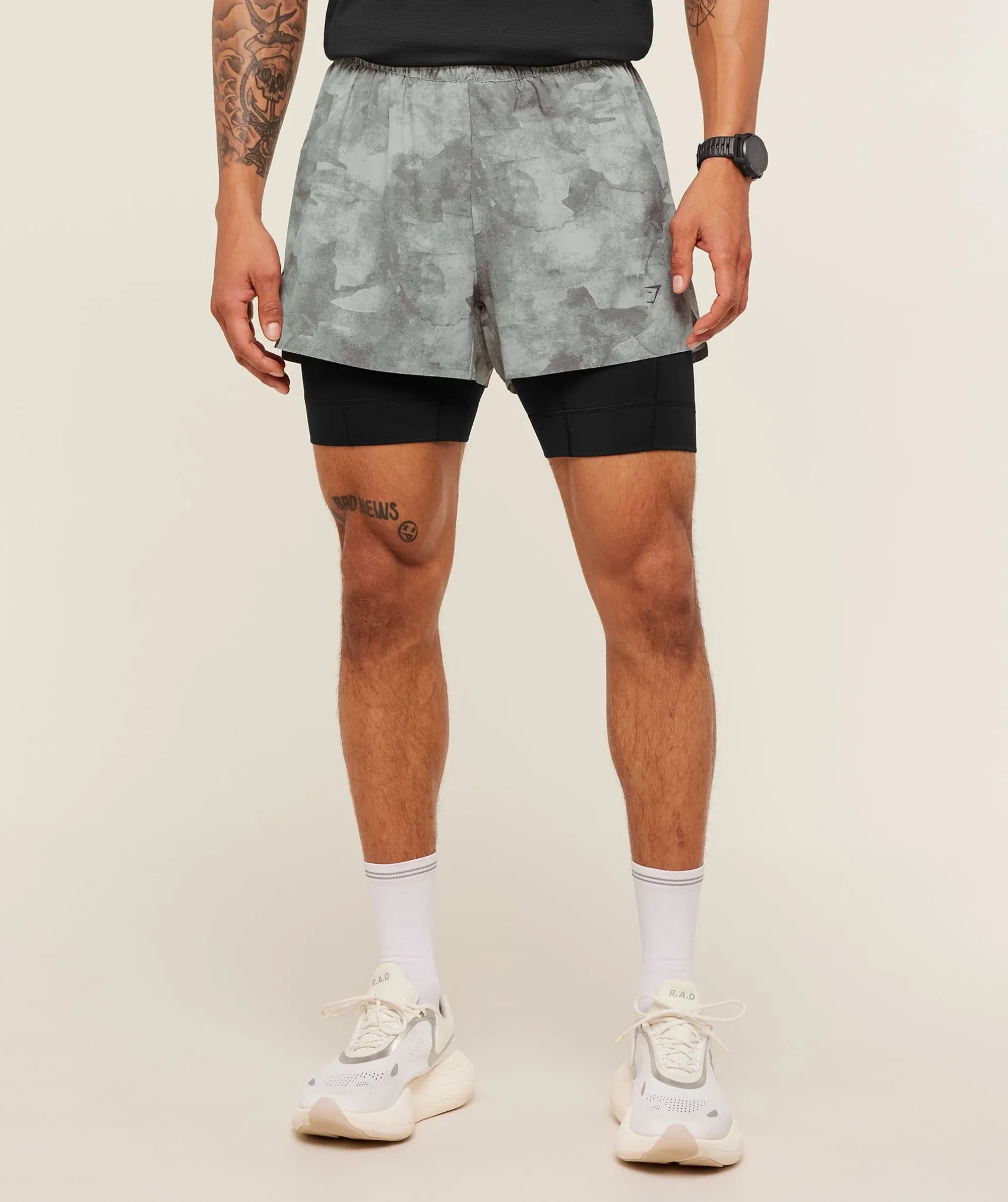 Gymshark Running Elite 2 in 1 5" Shorts - Smokey Grey/Black