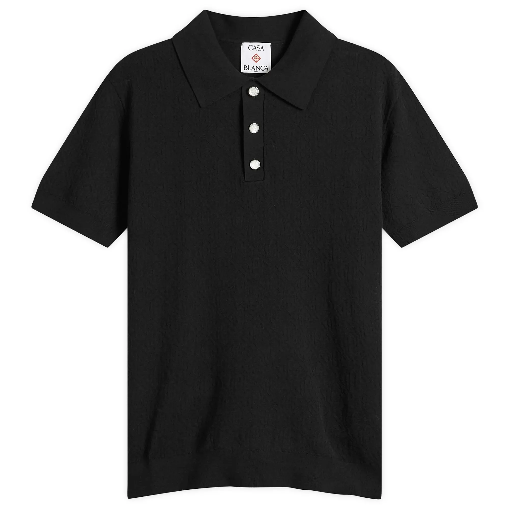 Casablanca Men's Pointelle Monogram Polo Black
