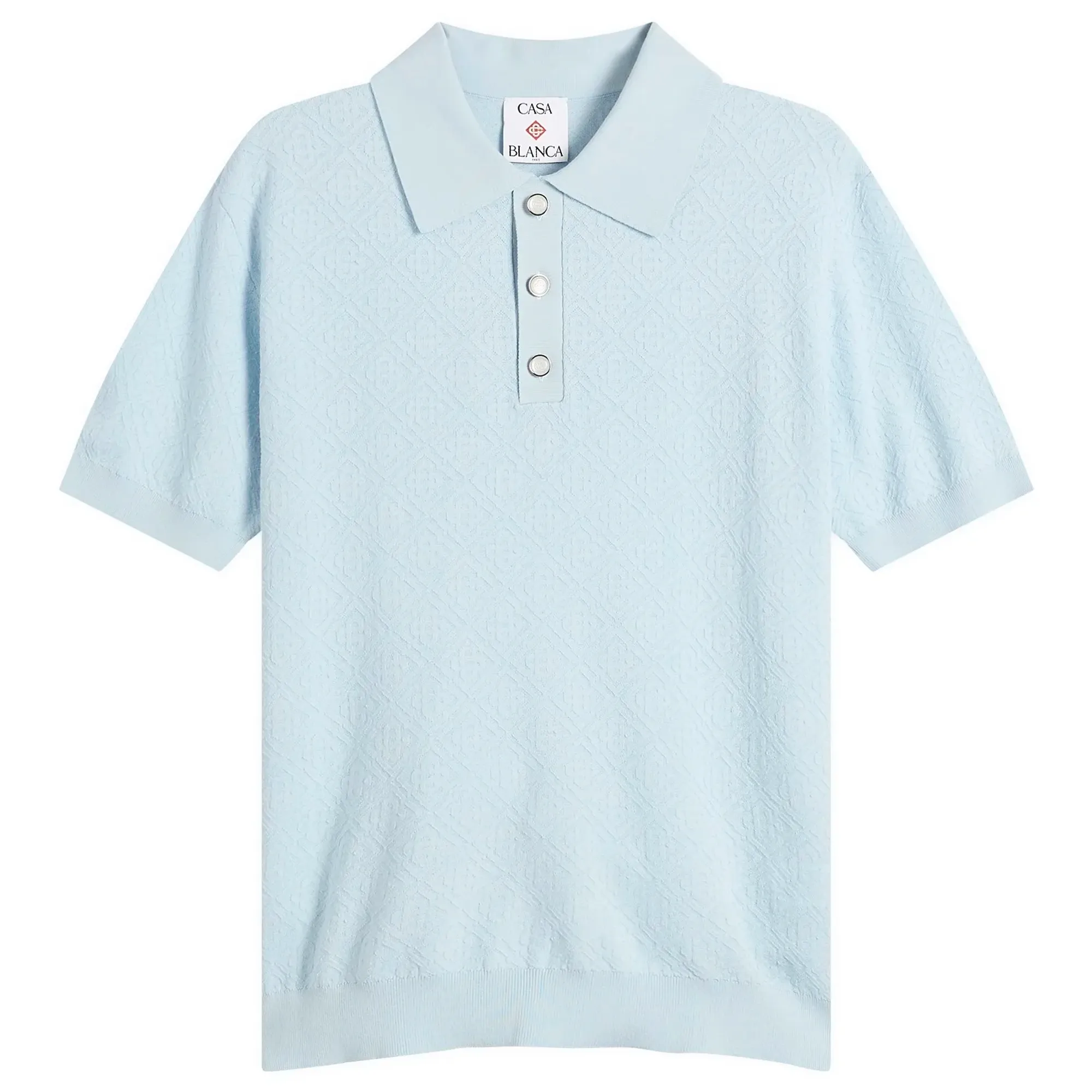 Casablanca Men's Pointelle Monogram Polo Blue