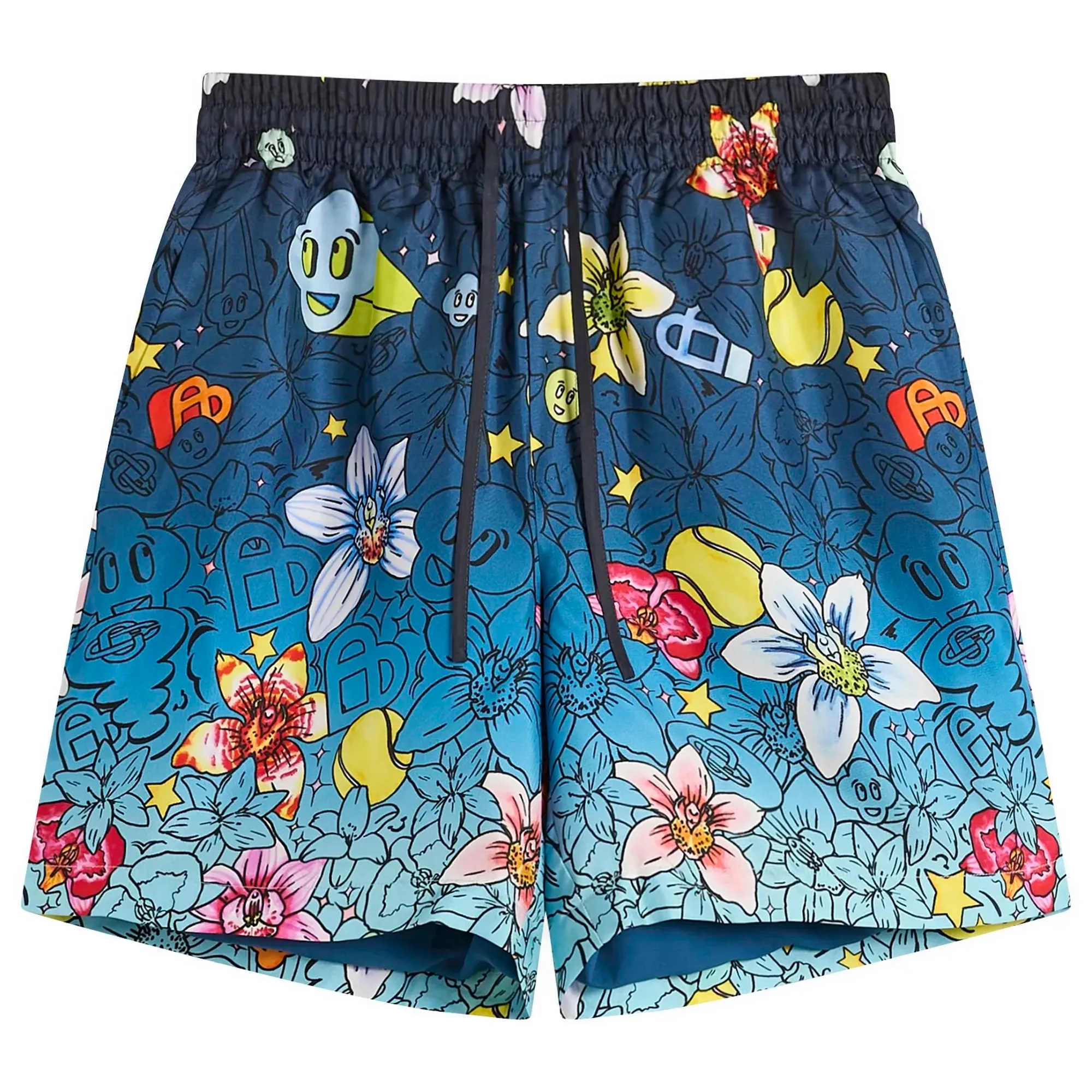 Casablanca Men's Collage D’Icones Graphiques Silk Shorts Multi