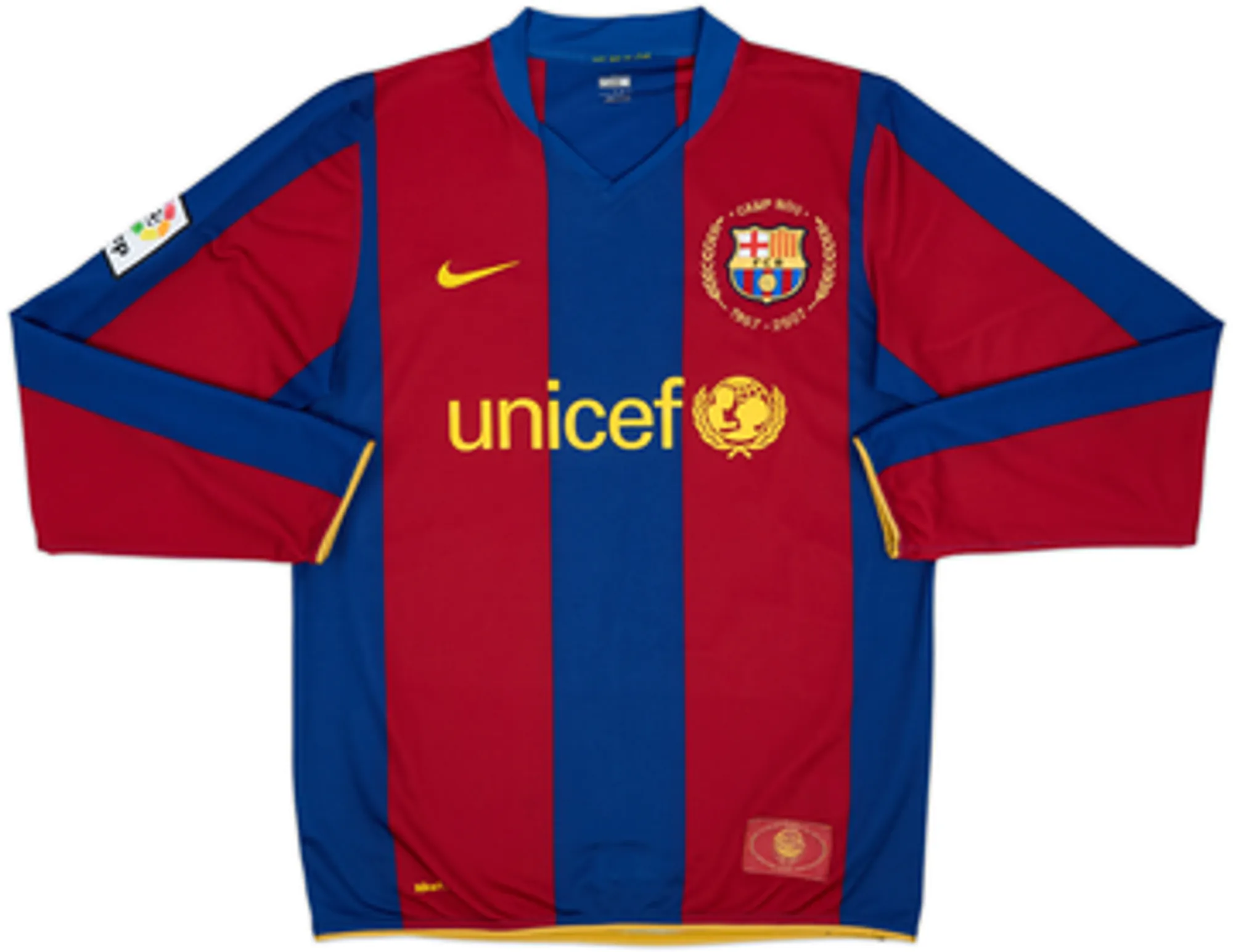 2007-08 Barcelona Home L/S Shirt Messi #19 - 8/10 - (M)