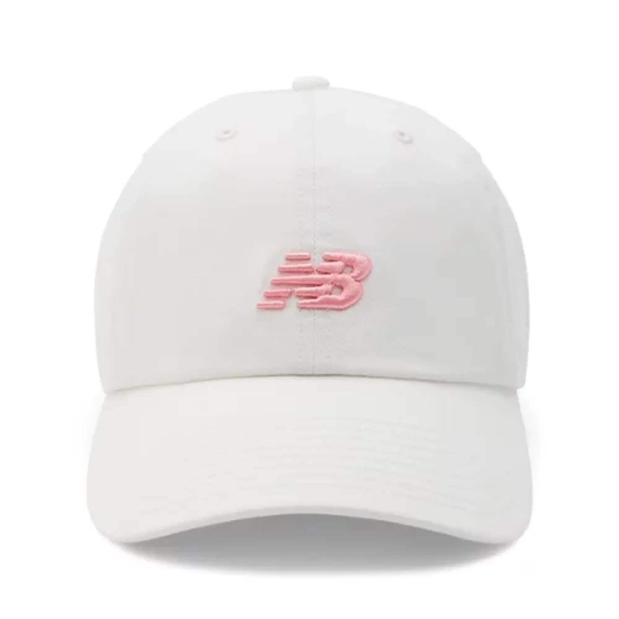 New Balance Unisex '47 Clean Up Hat in White/Pink Cotton Twill
