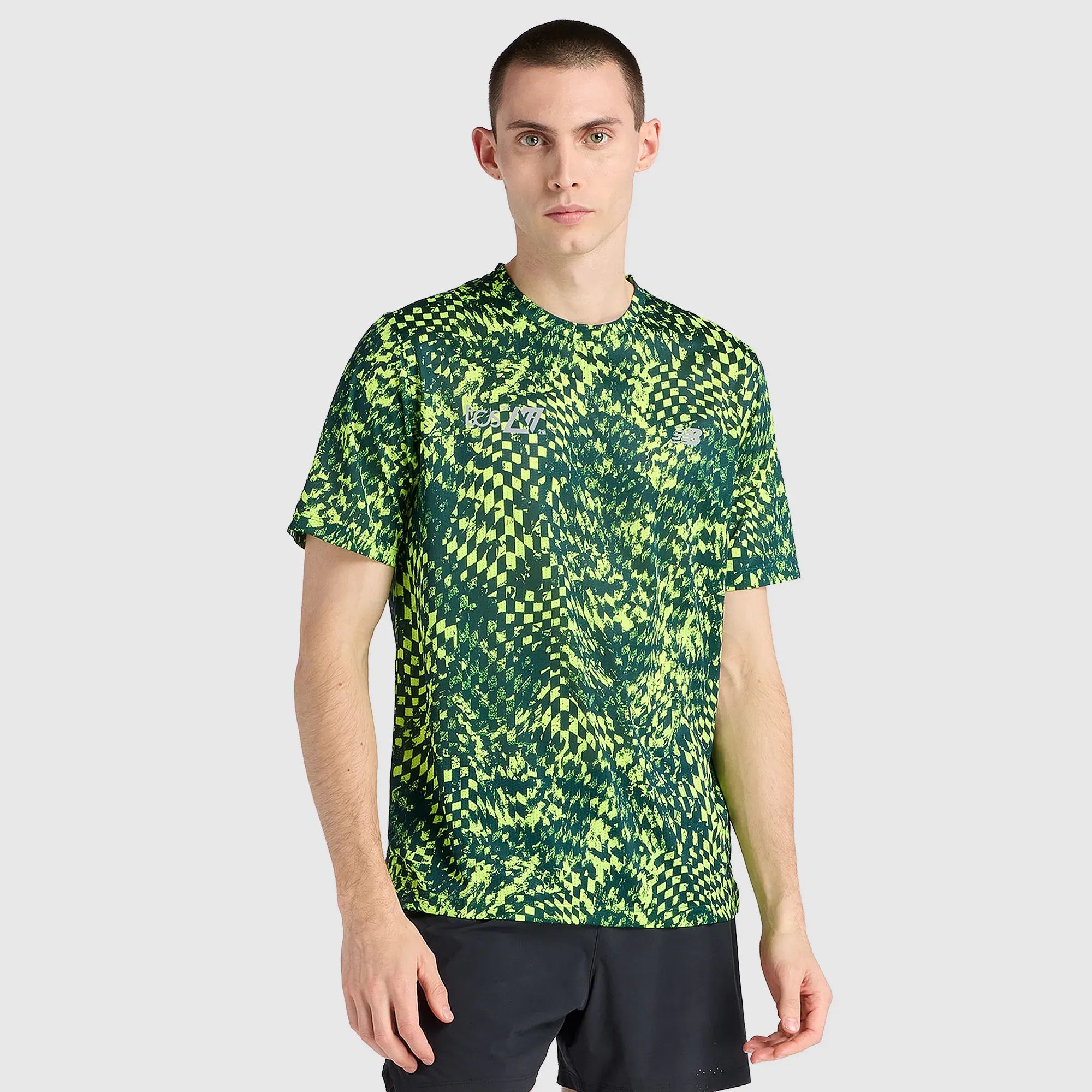 New Balance Men's London Edition RC Essential Printed T-Shirt in Green Polyester