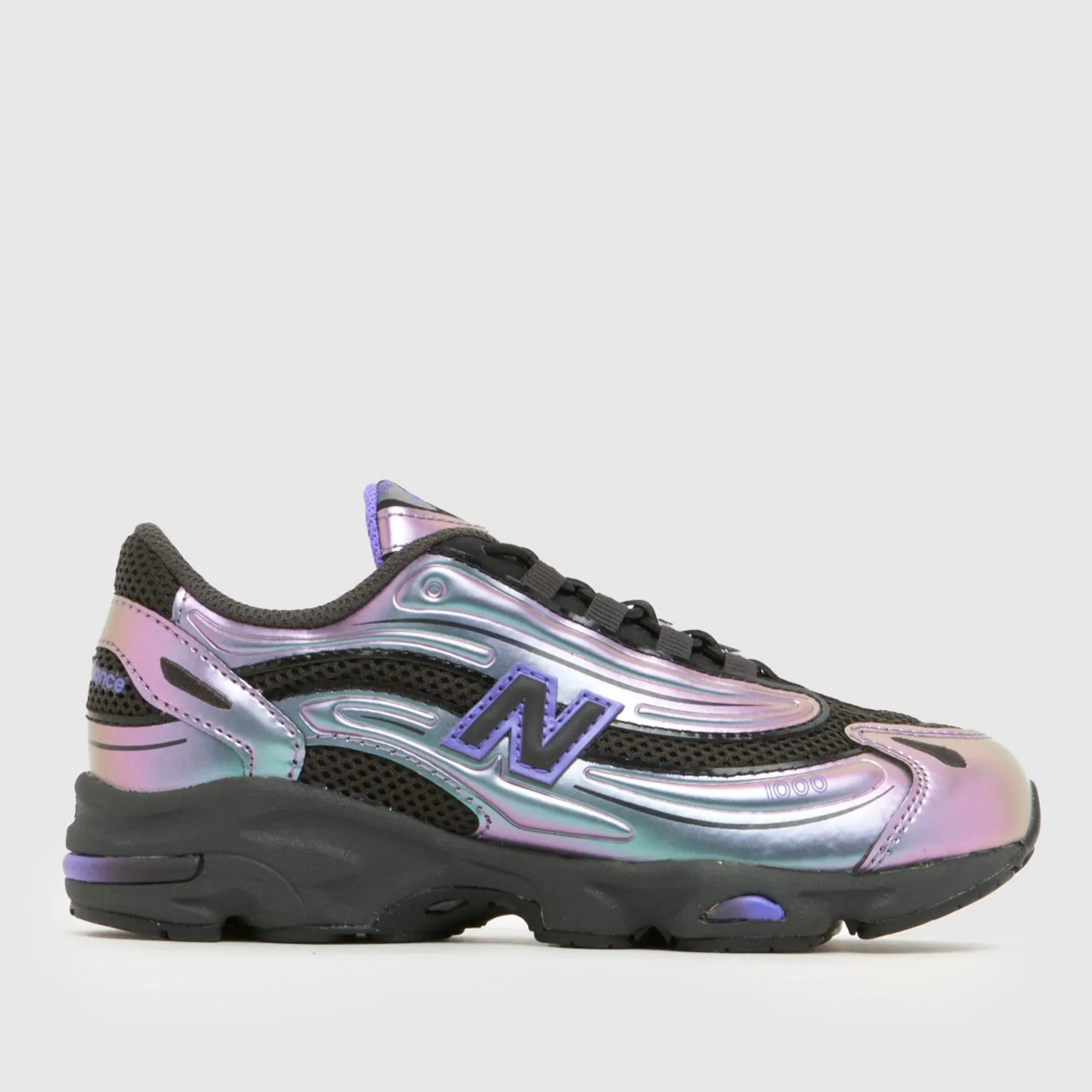 New Balance Kids 1000 Bungee Lace in Black/Blue Synthetic