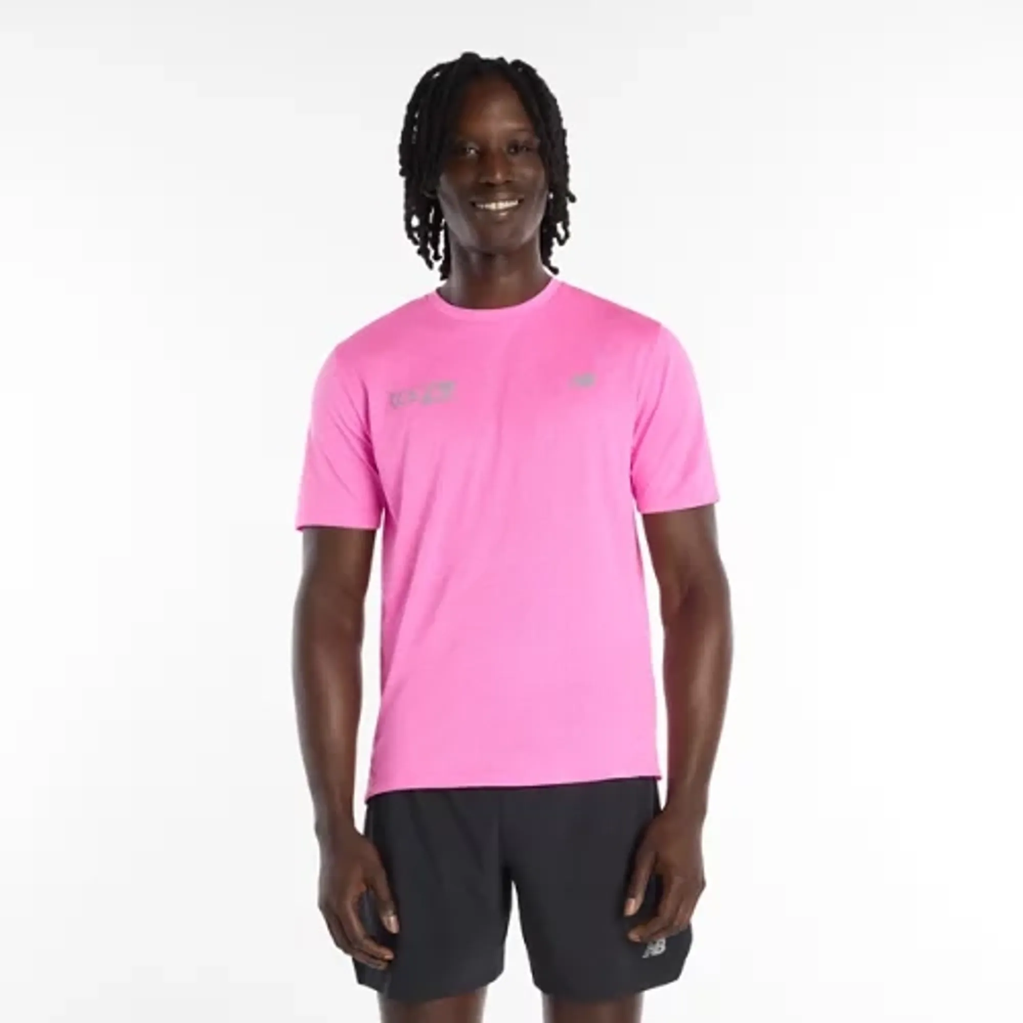 New Balance Men's London Edition RC Essential T-Shirt in Pink Polyester