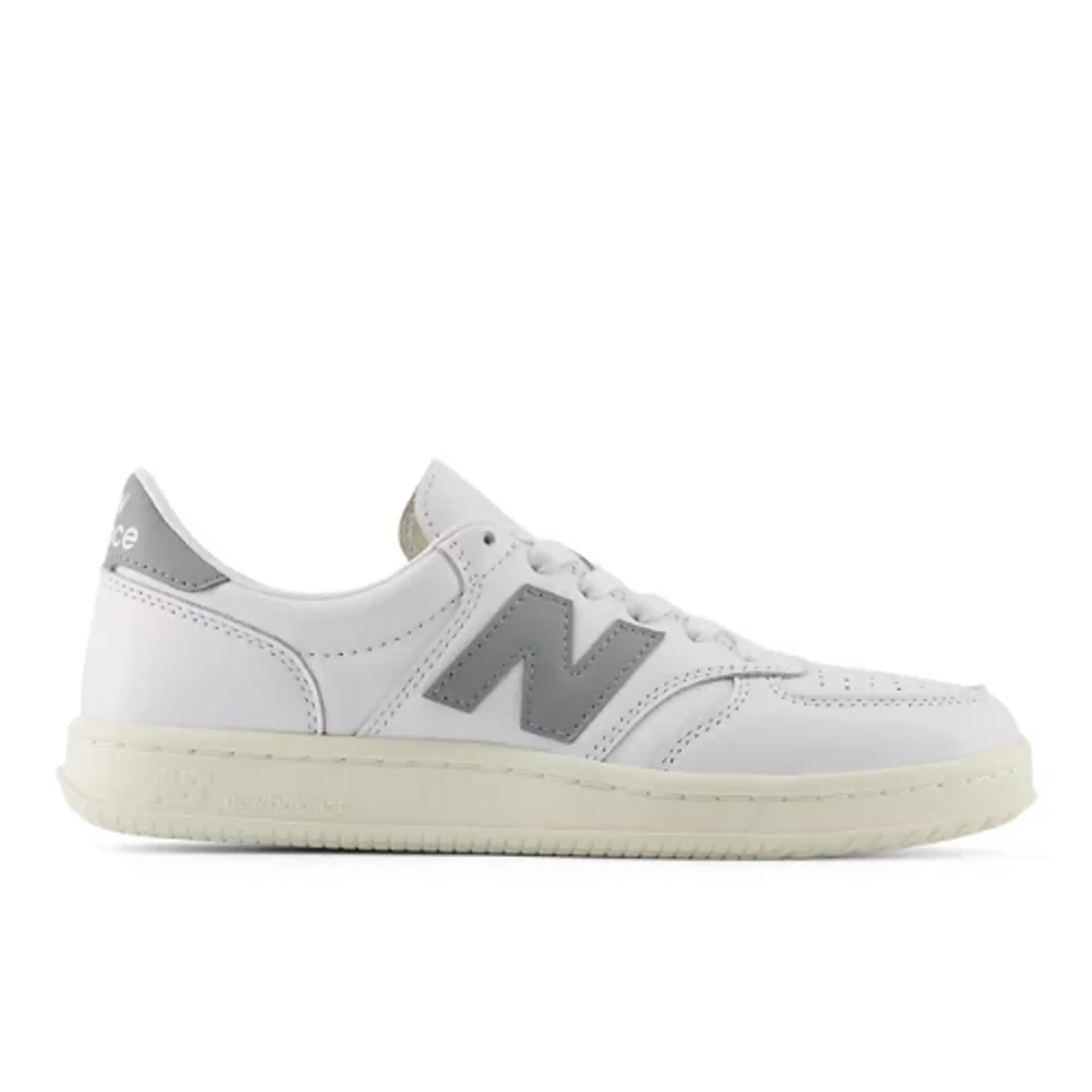 New Balance Unisex T500 in White/Grey Leather
