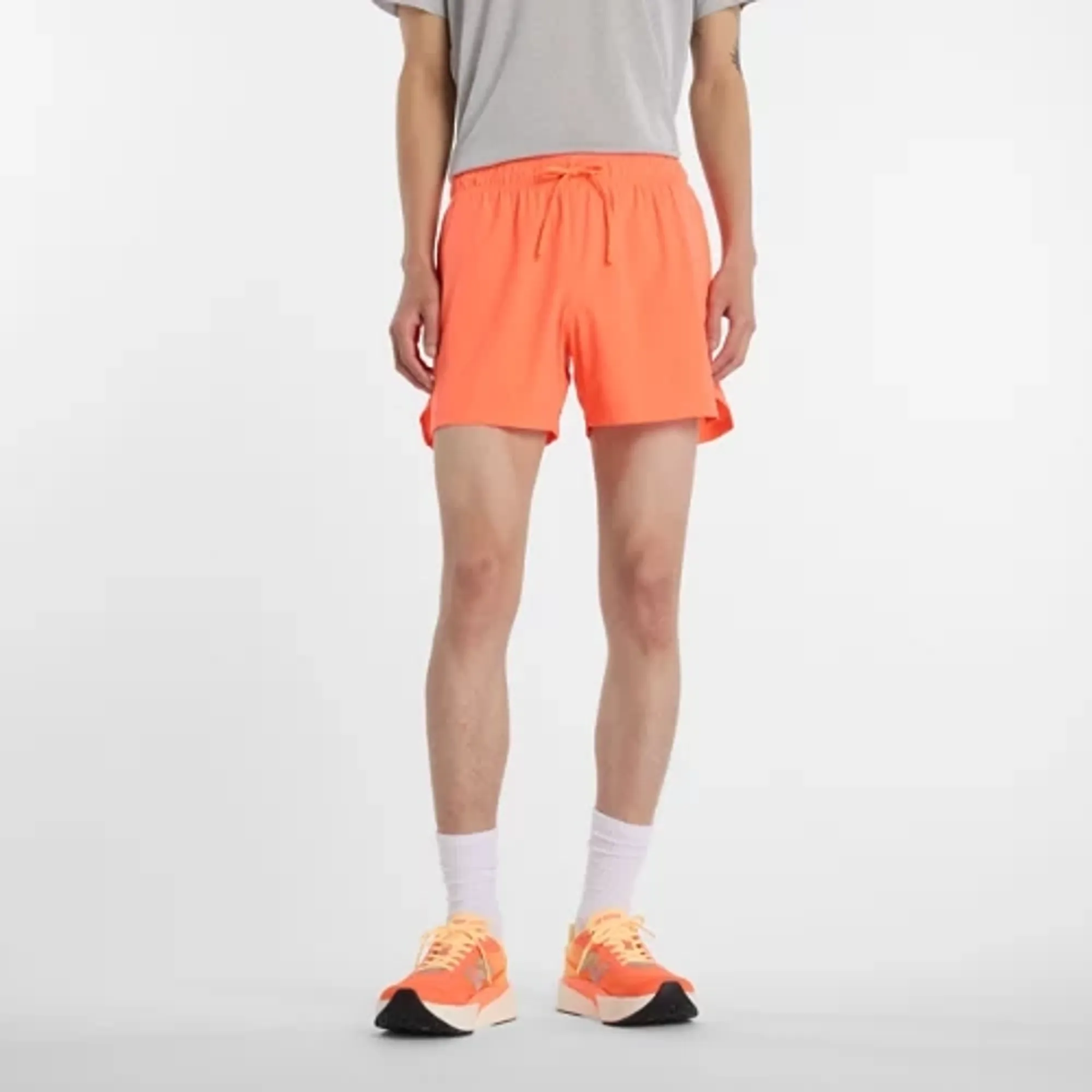 New Balance Men's RC Short 5" in Orange/Grey Polywoven