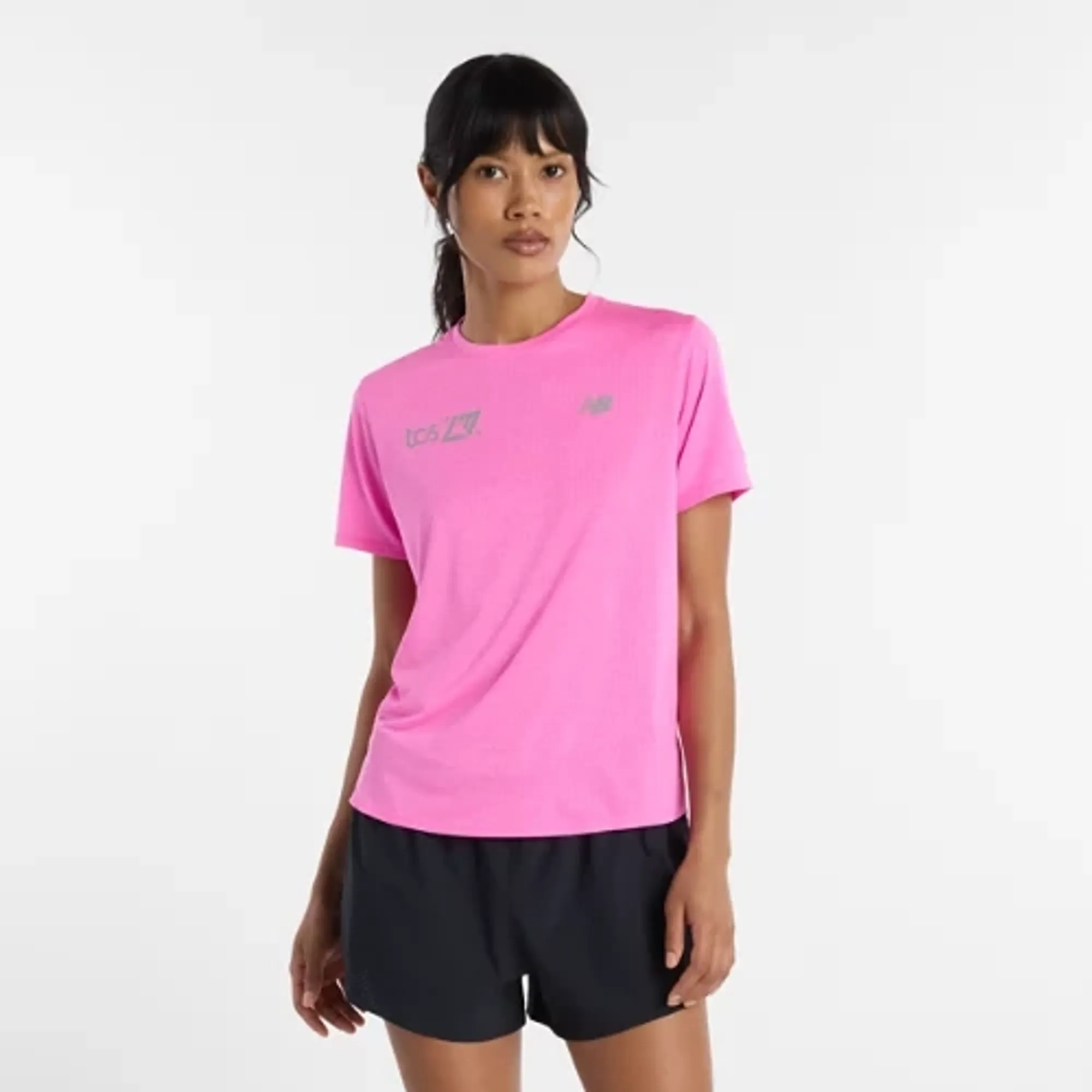 New Balance Women's London Edition RC Essential T-Shirt in Pink Polyester