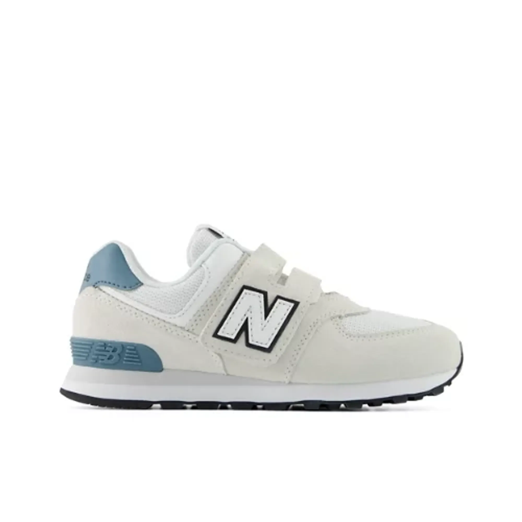 New Balance Kids 574 Hook & Loop in Grey/White Leather