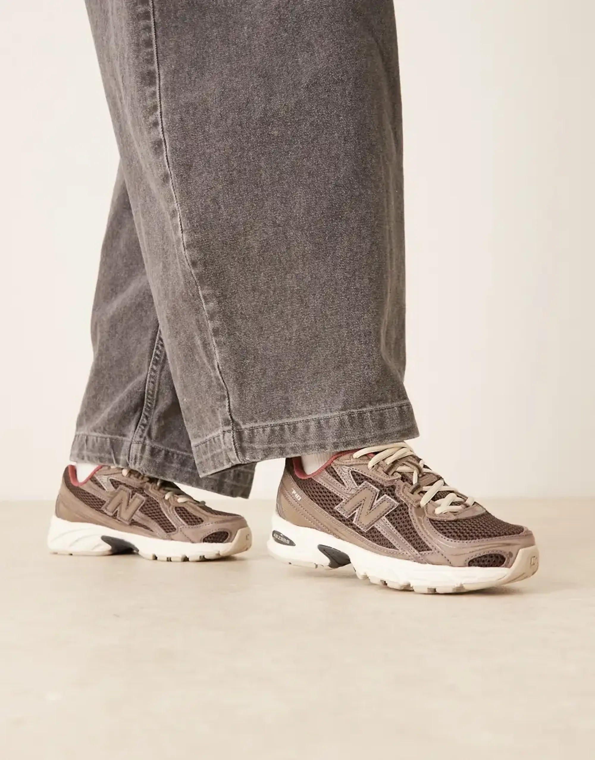 New Balance Unisex 740 in Brown/Red Suede/Mesh