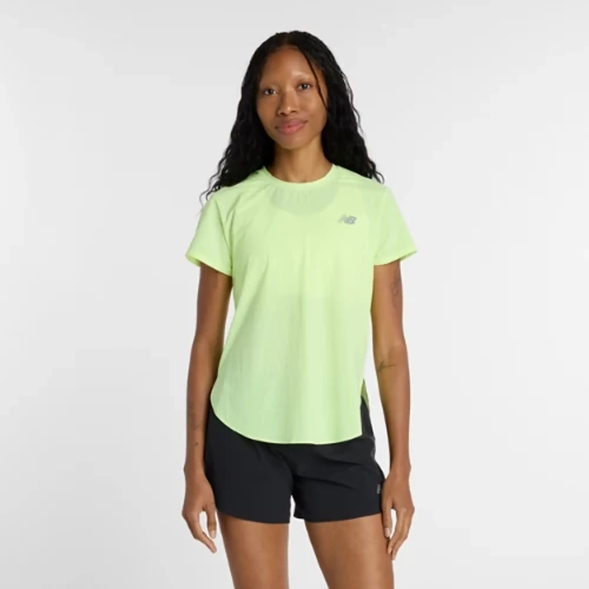 New Balance Women's Race Day Ultra Light T-Shirt in Green Poly Knit