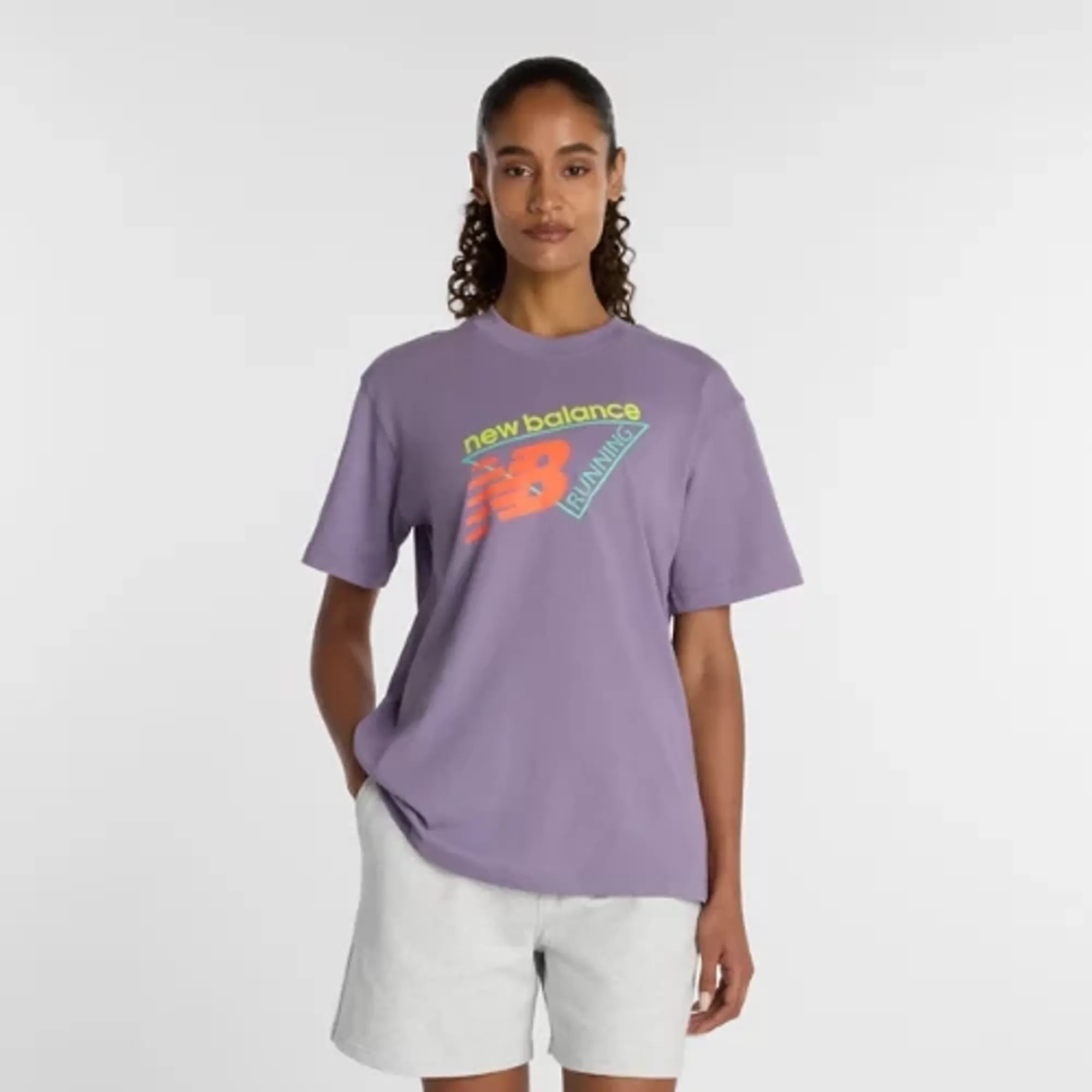 New Balance Women's Classic Tri-Logo T-Shirt in Purple Cotton