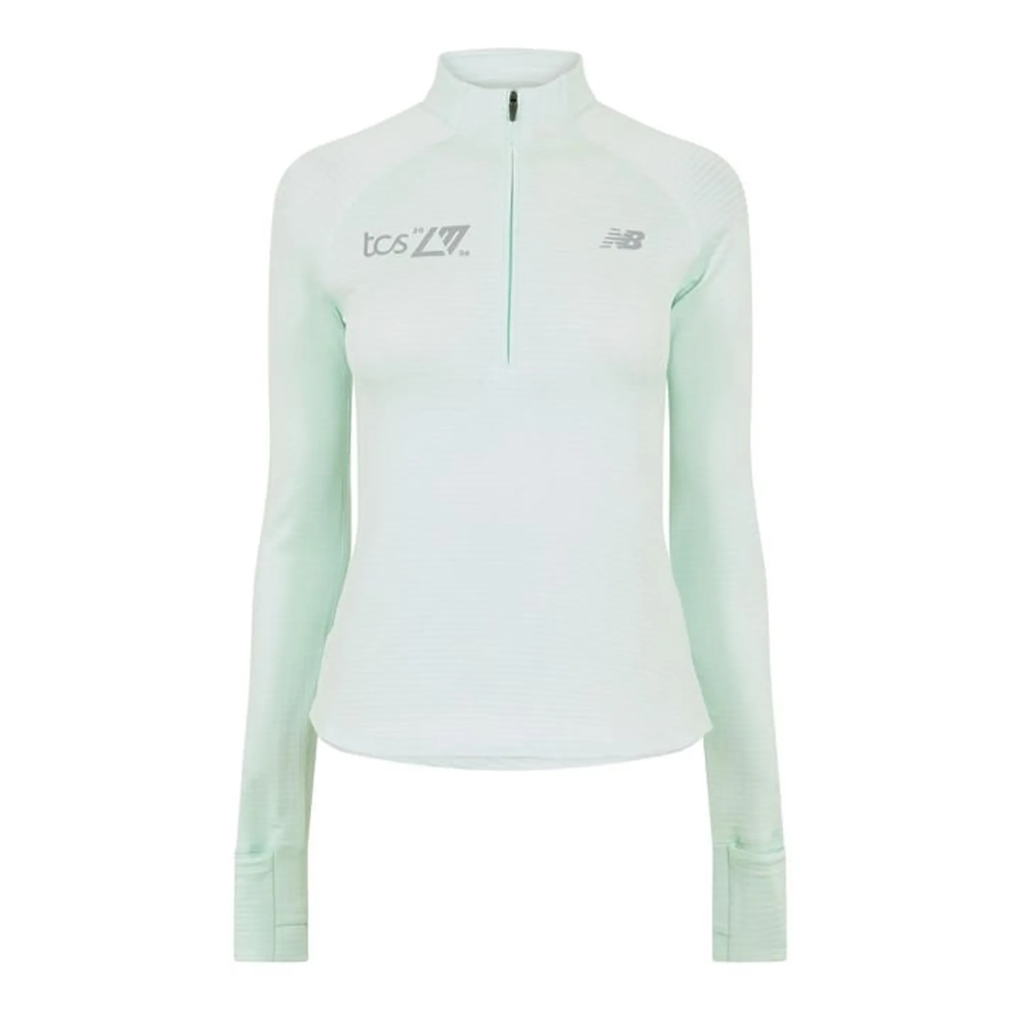 New Balance Women's London Edition RC Essential Heat Grid Half Zip in Green Polyester