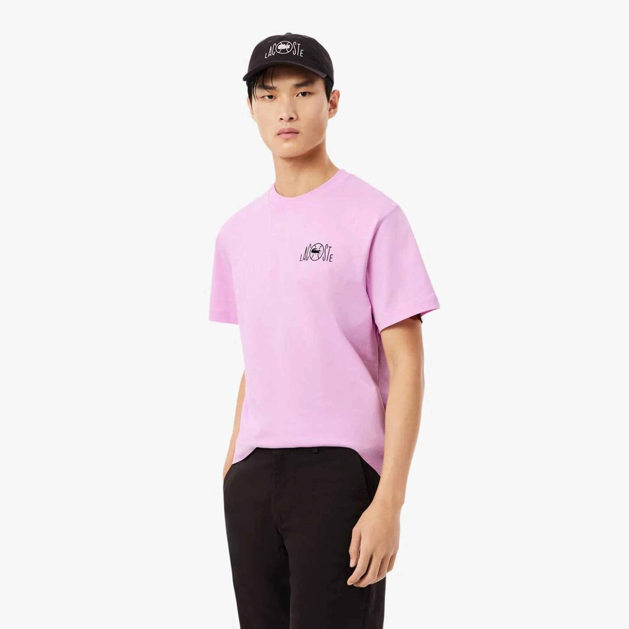 Lacoste Printed Cotton T-shirt - Pink