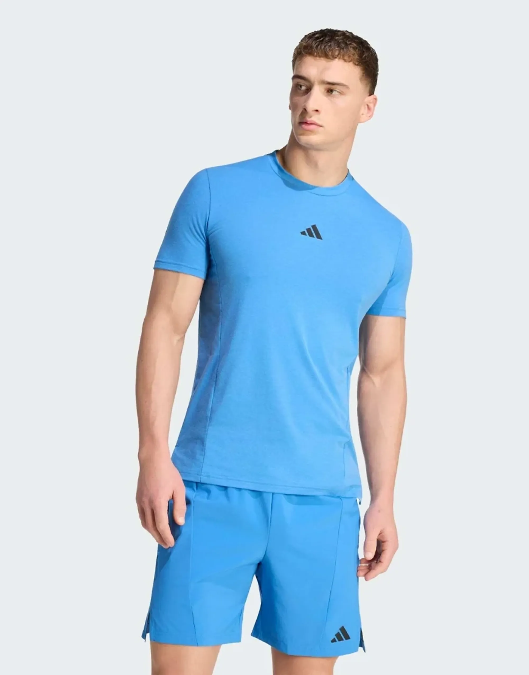 Adidas Performance Designed For Training Workout Tee In Ray Blue