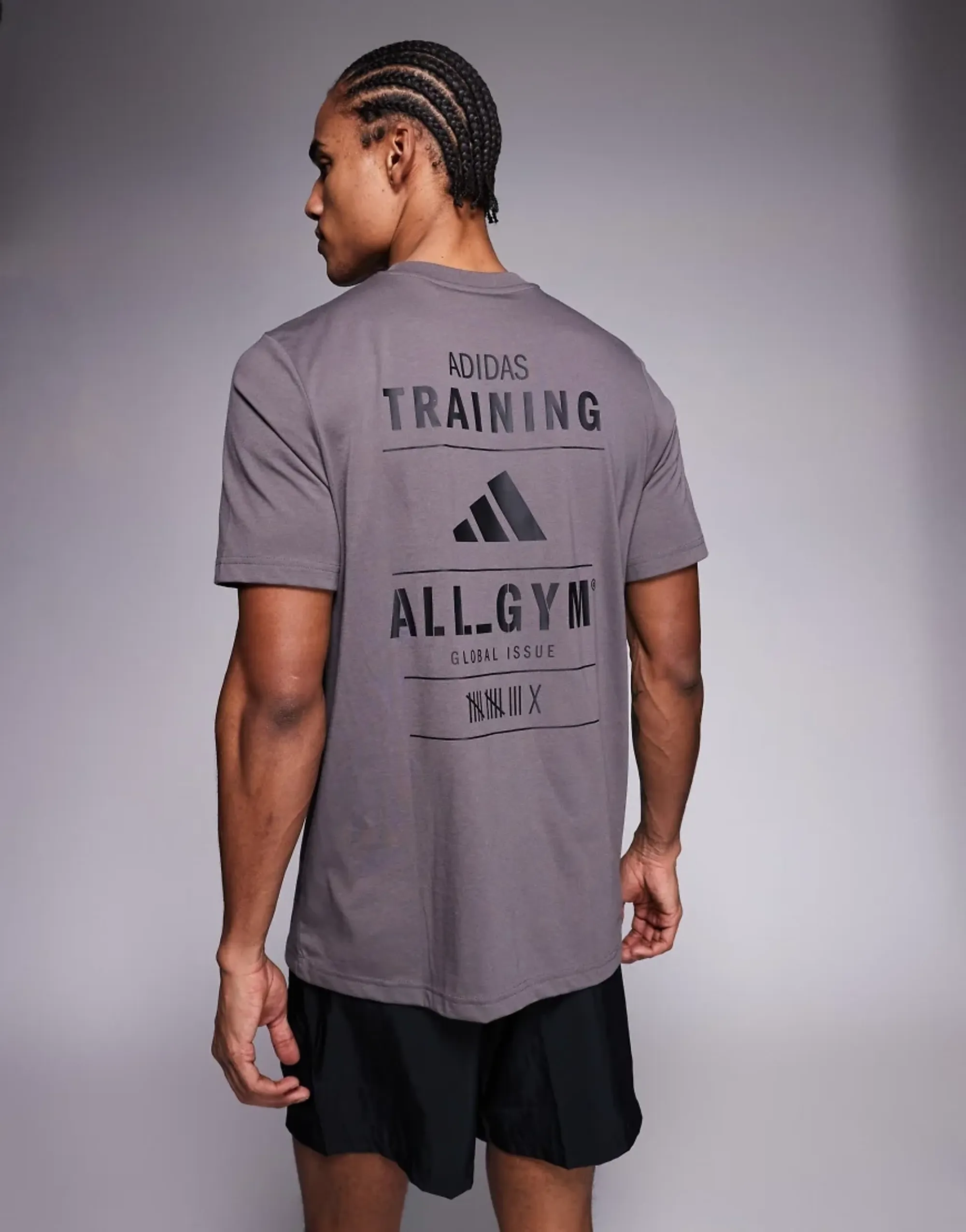 Adidas Training T-Shirt With Back Print In Charcoal Grey