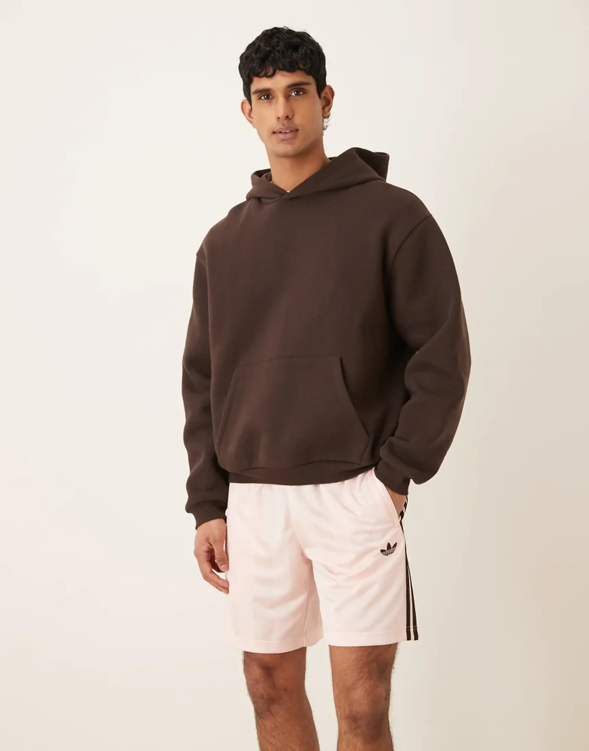 Adidas Originals 3-Stripes Loose Engineered Shorts In Sandy Pink