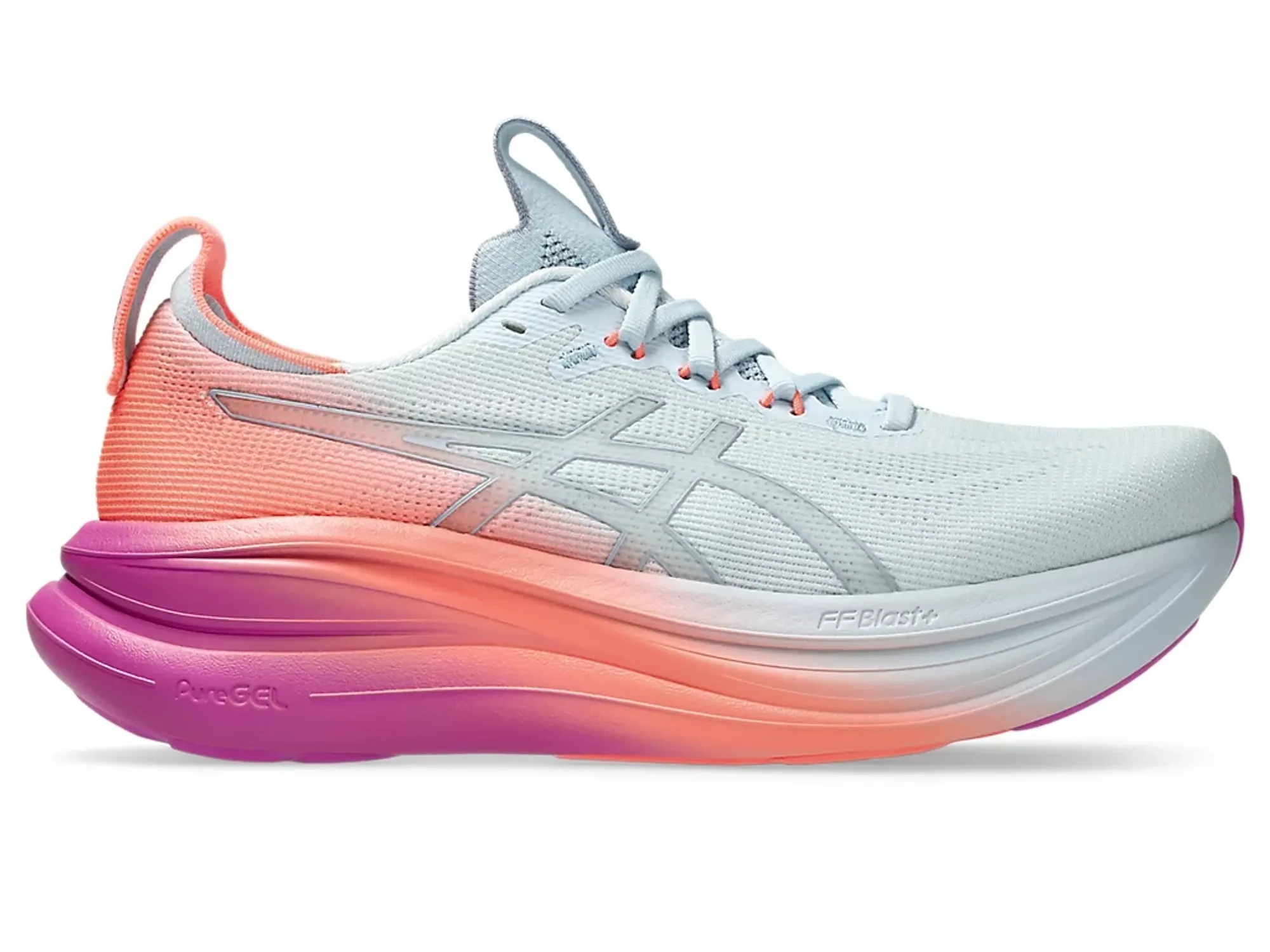 ASICS Gel-Nimbus 28 Sunny Sizzle Neutral running shoe Women-light blue, rose