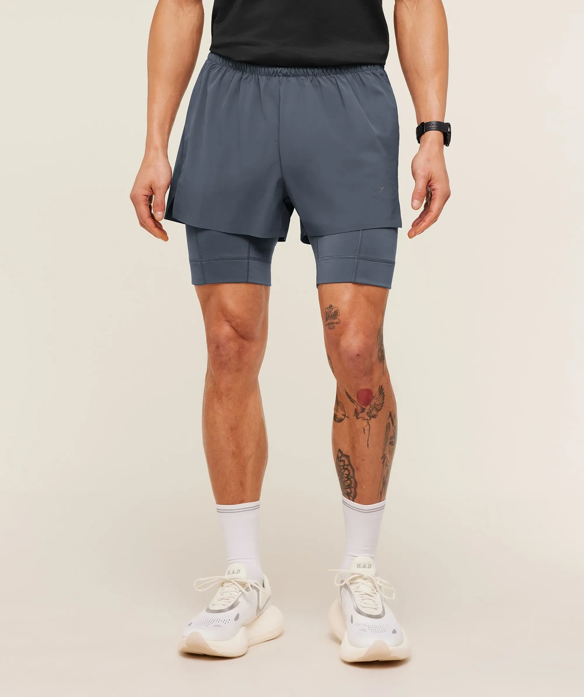 Gymshark Running Elite 2 in 1 5" Shorts - Titanium Blue
