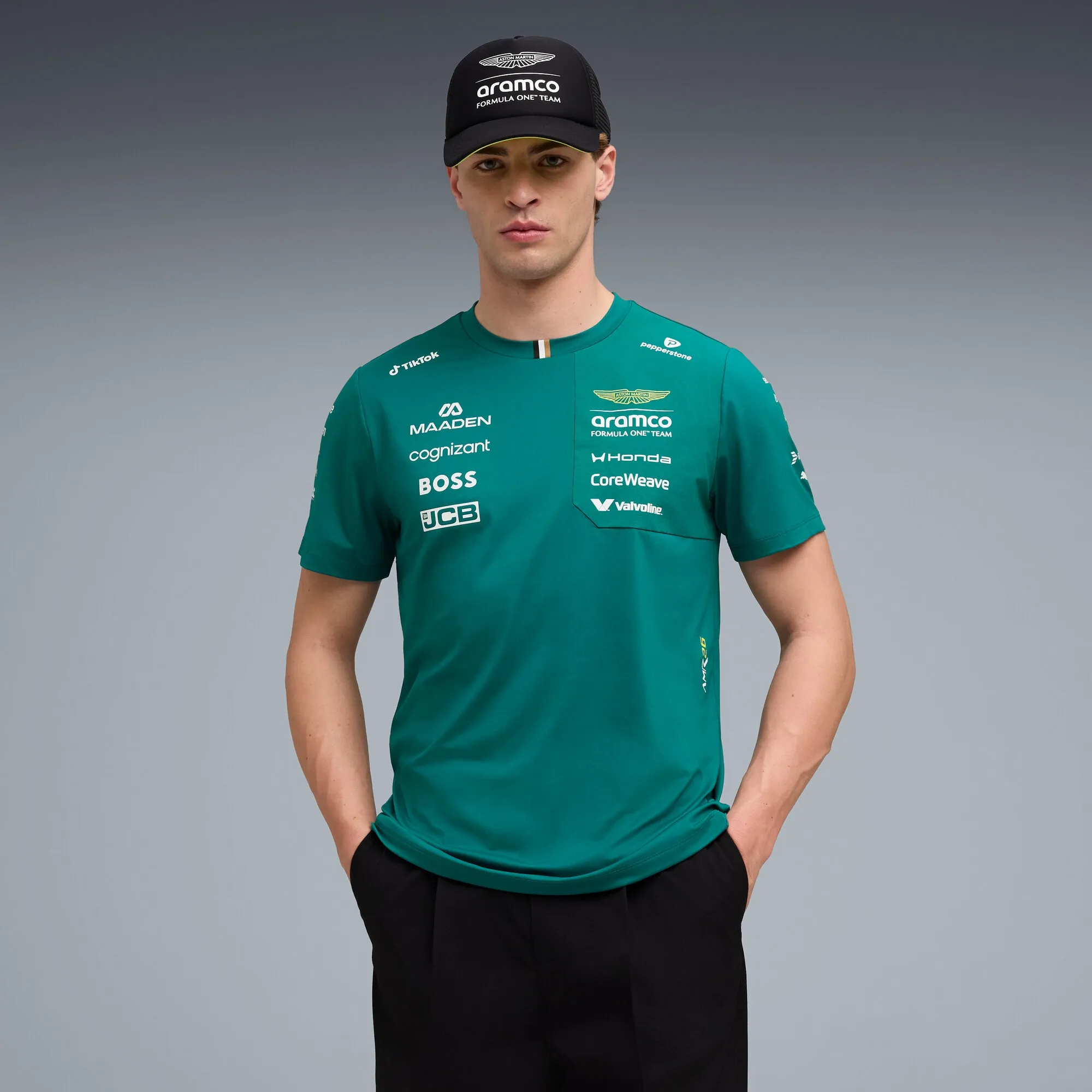 PUMA x ASTON MARTIN ARAMCO F1Â® TEAM Replica T-Shirt Unisex in Green | Size Large