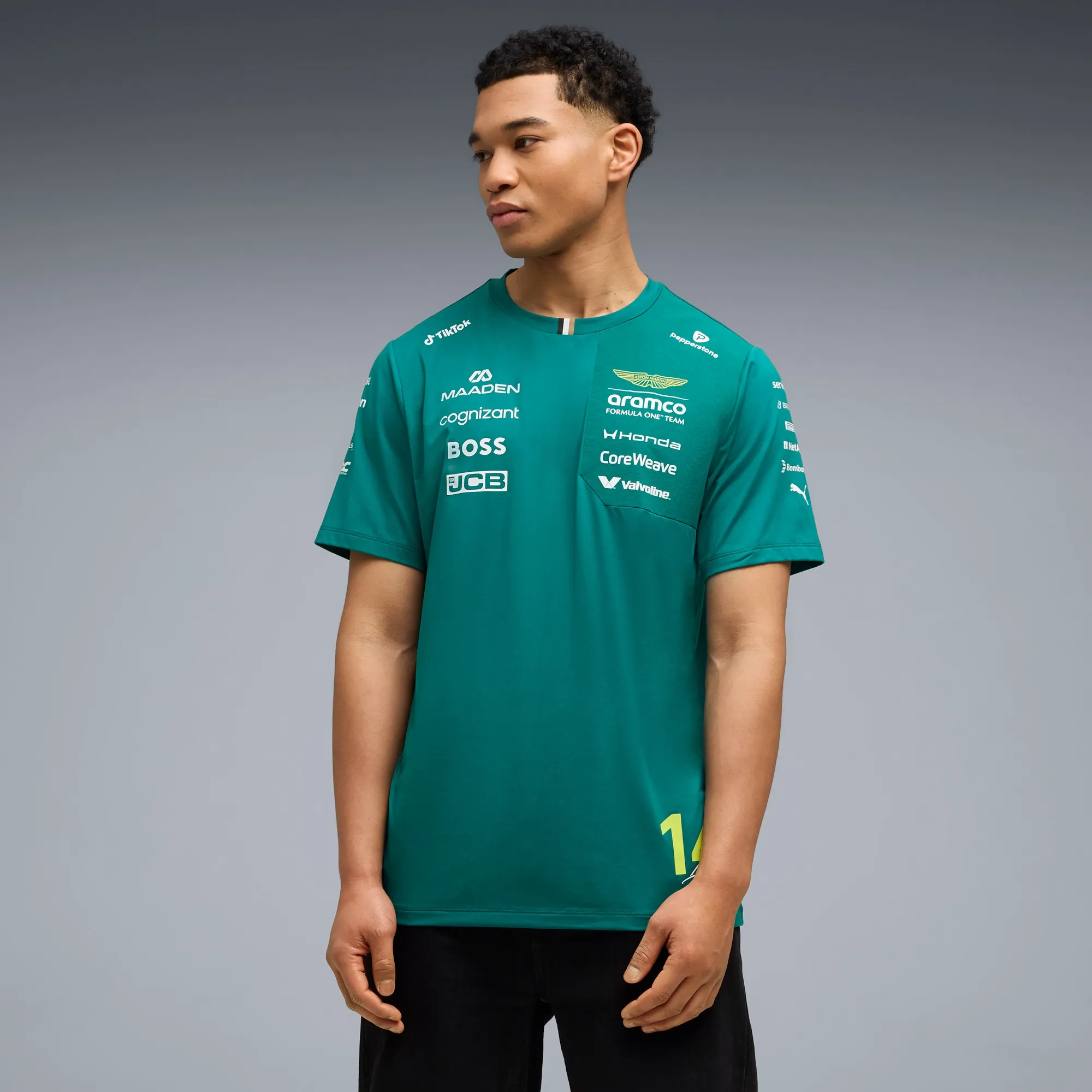 PUMA x ASTON MARTIN ARAMCO F1Â® TEAM Replica Alonso T-Shirt Unisex in Green | Size Large