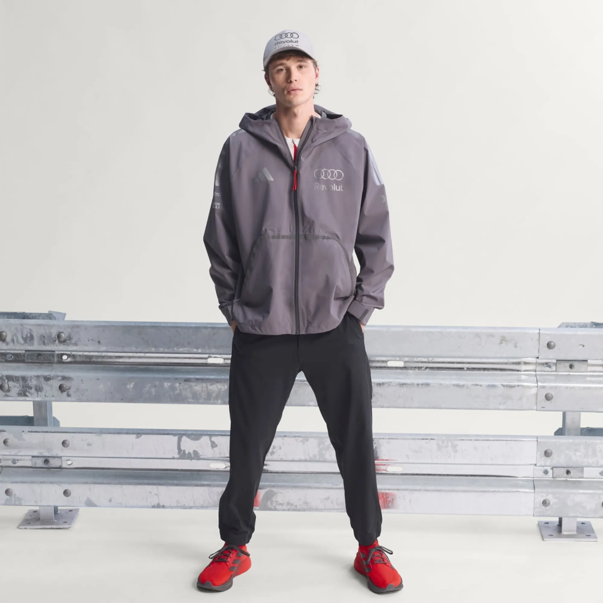 Adidas Performance Audi Formula One Team Engineers & Marketing Rain Jacket Men In Grey Strata