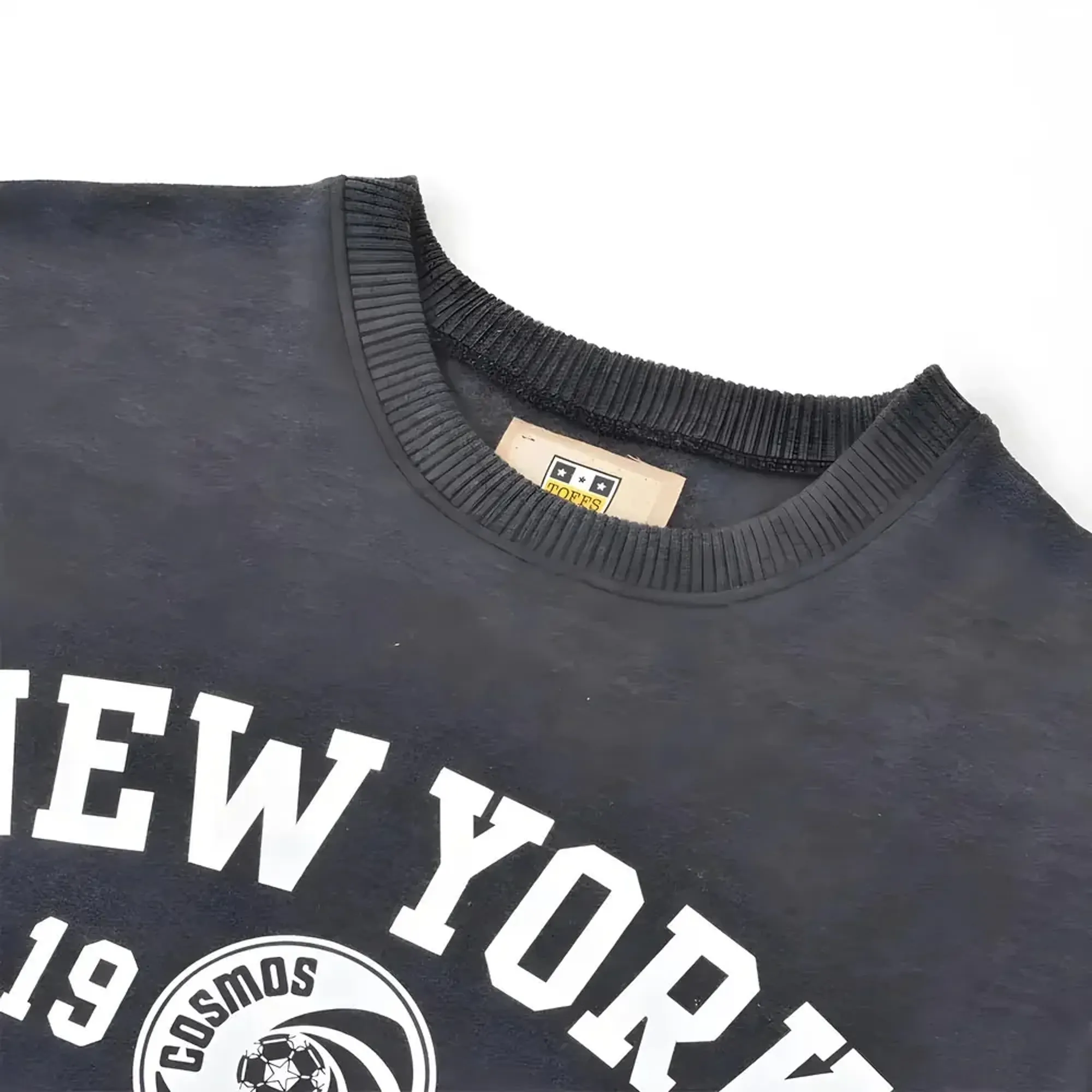 NASL: New York Cosmos White Print Sweatshirt - Charcoal