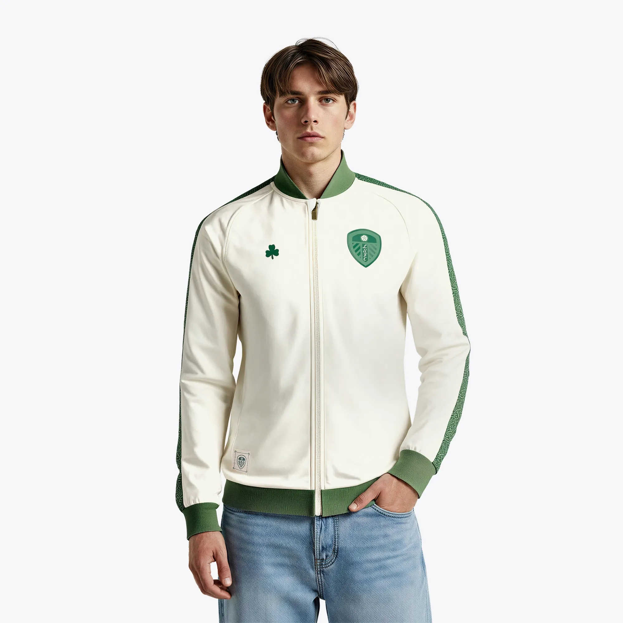 Leeds United St Patricks Day Tricot Track Jacket - Off White - Unisex