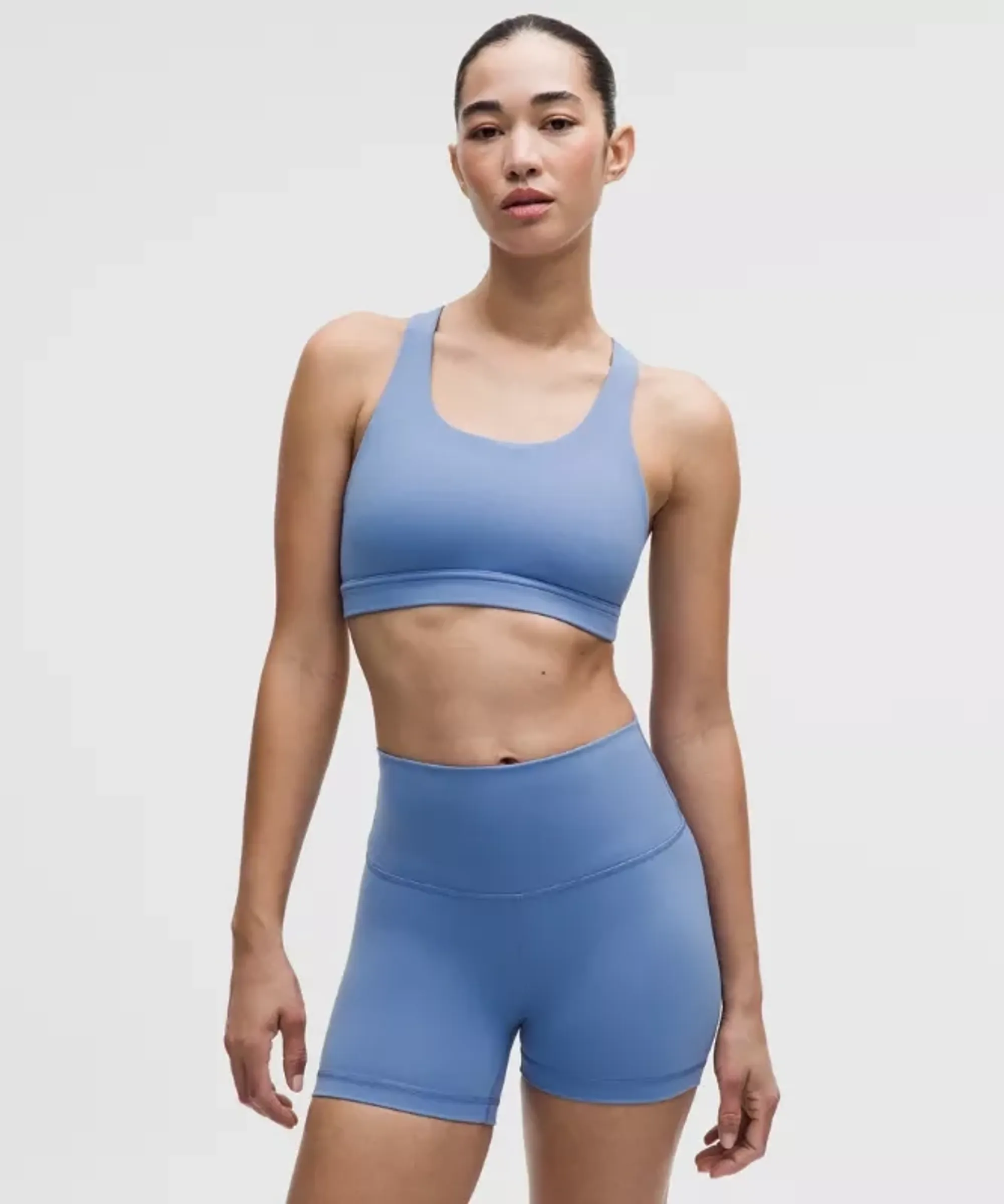 lululemon – Women's Wunder Train Mesh-Back Sports Bra Medium Support, B/C Cup – Color Blue – Size 10
