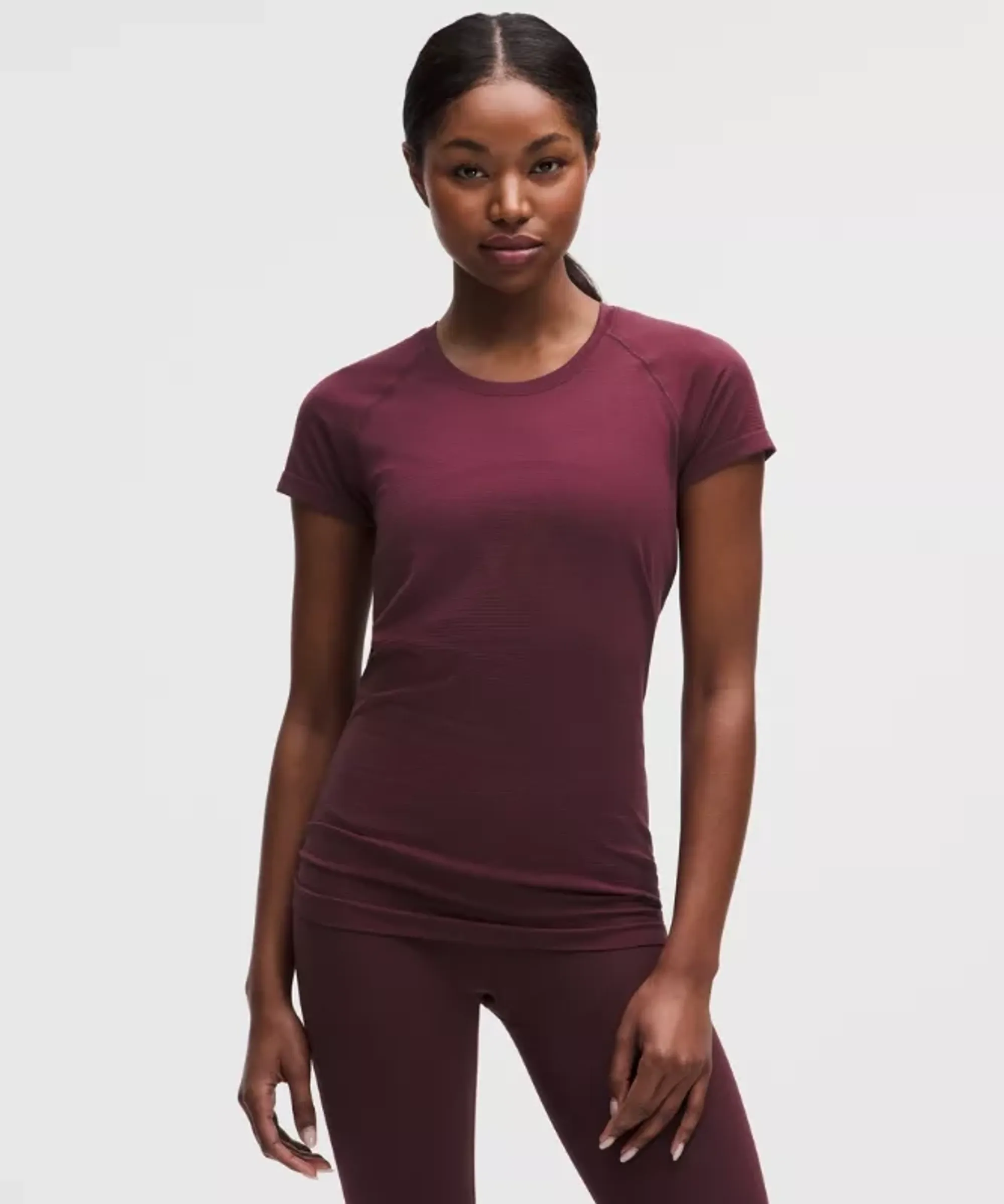 lululemon – Women's Swiftly Tech Short-Sleeve Shirt 2.0 Hip Length – Color Burgundy/Red – Size 0
