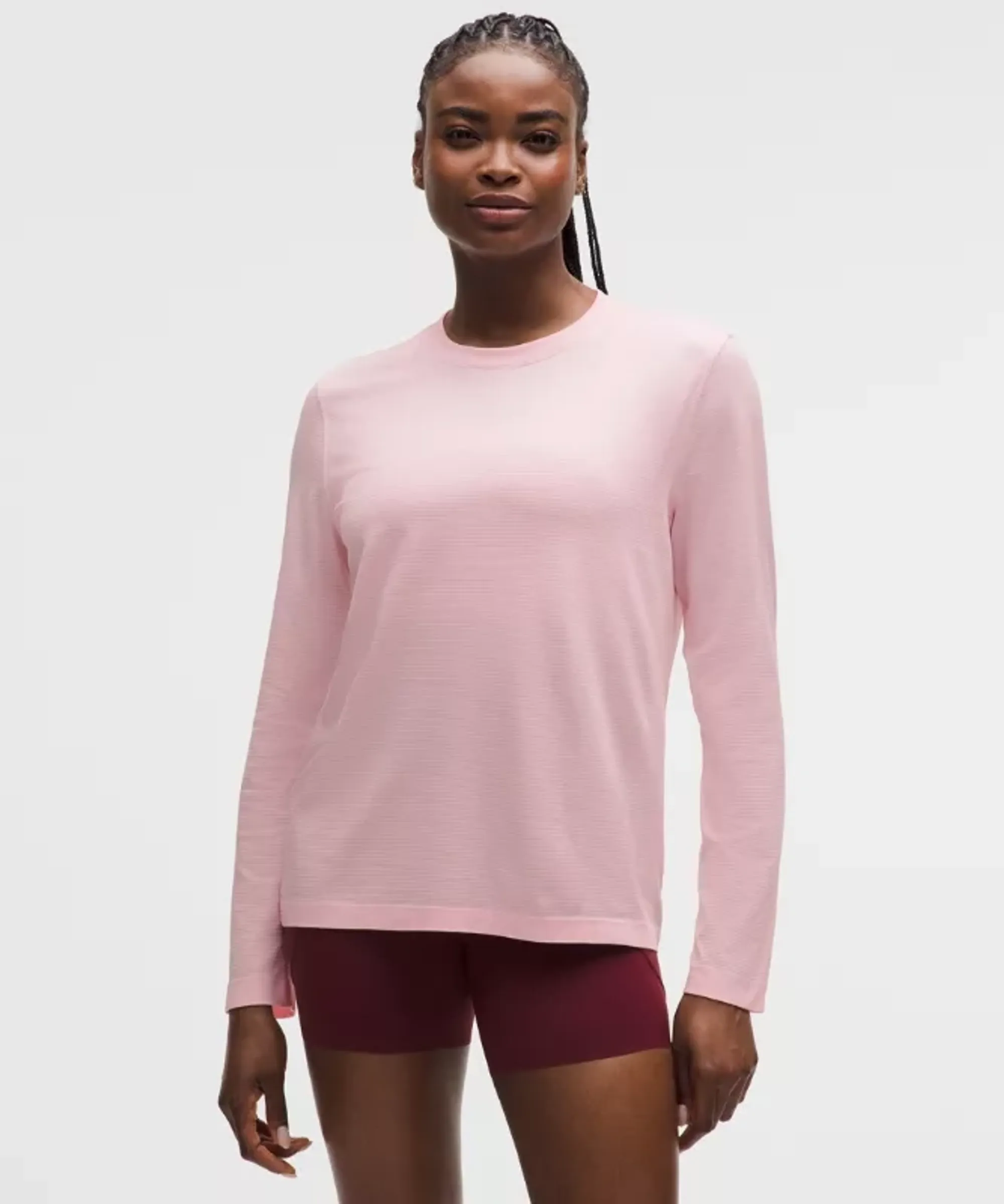 lululemon – Women's Swiftly Relaxed Long-Sleeve Shirt Hip Length Fit – Color Pink – Size 0