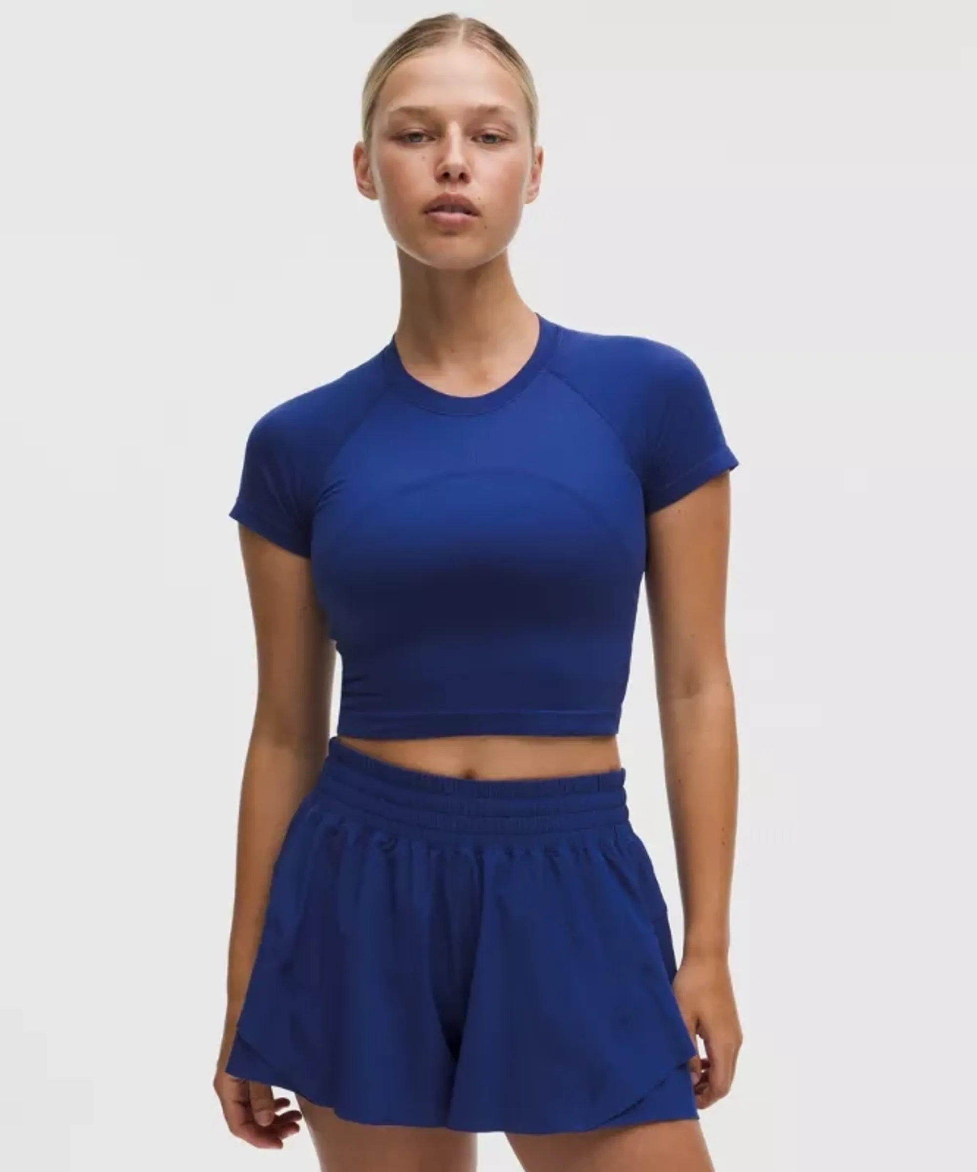 lululemon – Women's Swiftly Tech Cropped Short-Sleeve Shirt 2.0 – Color Blue – Size 0