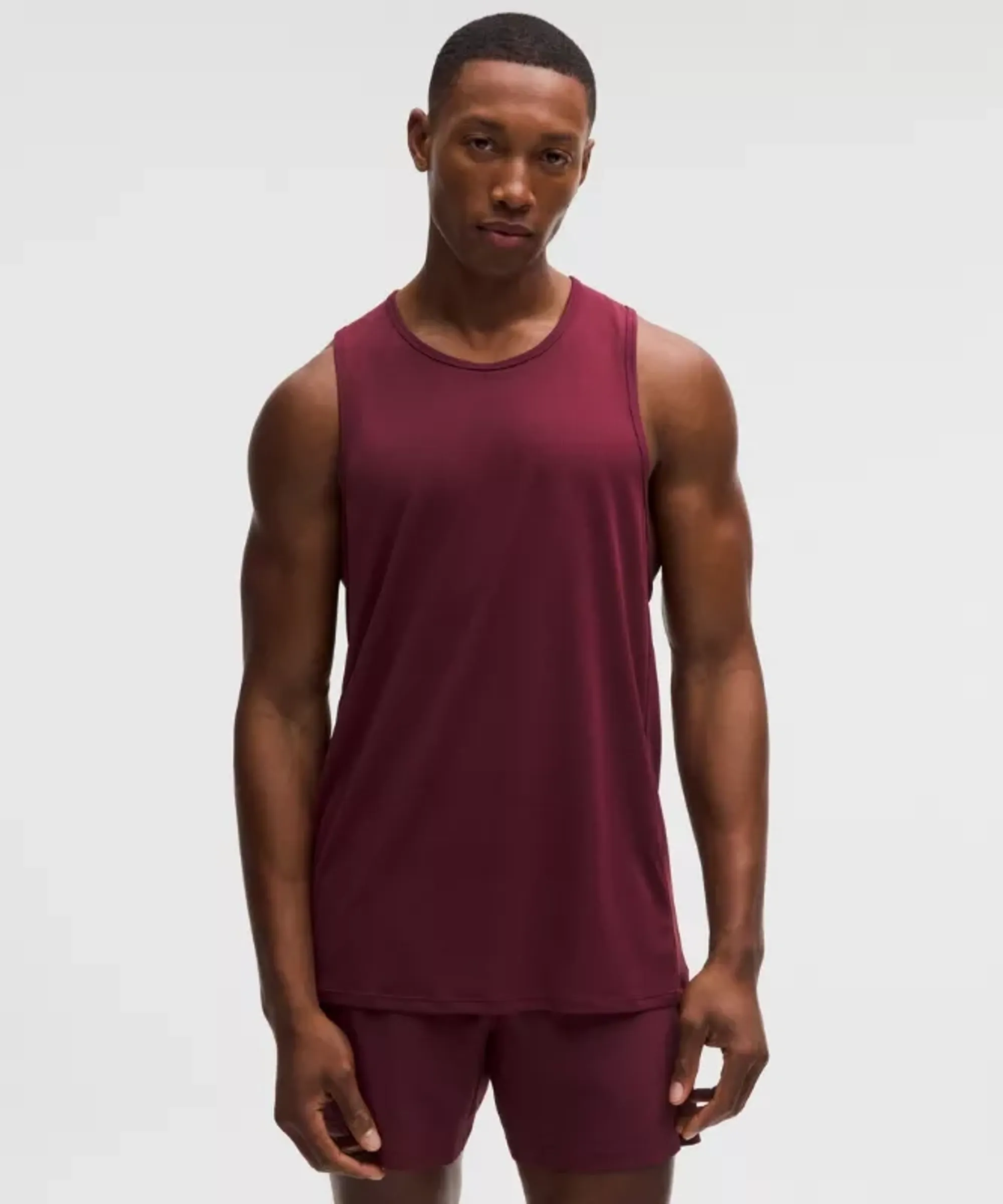lululemon – Men's Fast and Free Tank Top Perforated Stripe – Color Burgundy/Red – Size Large