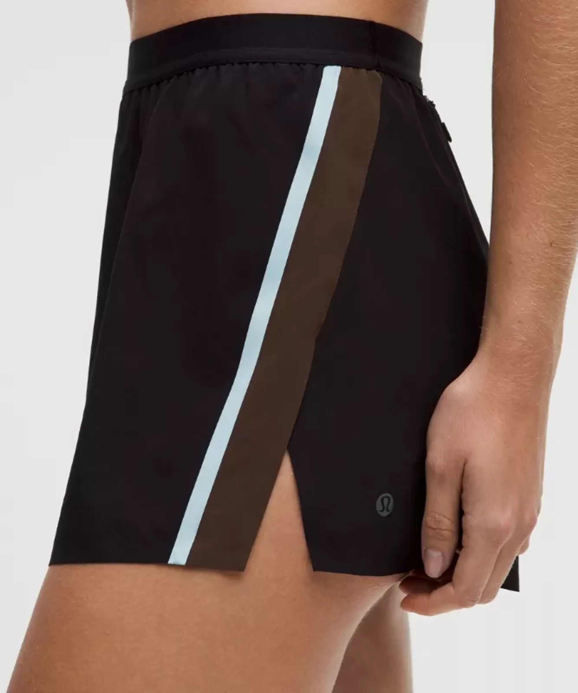 lululemon – Women's High-Rise Split Shorts Stripe – 3" – Color Black/Brown – Size Large
