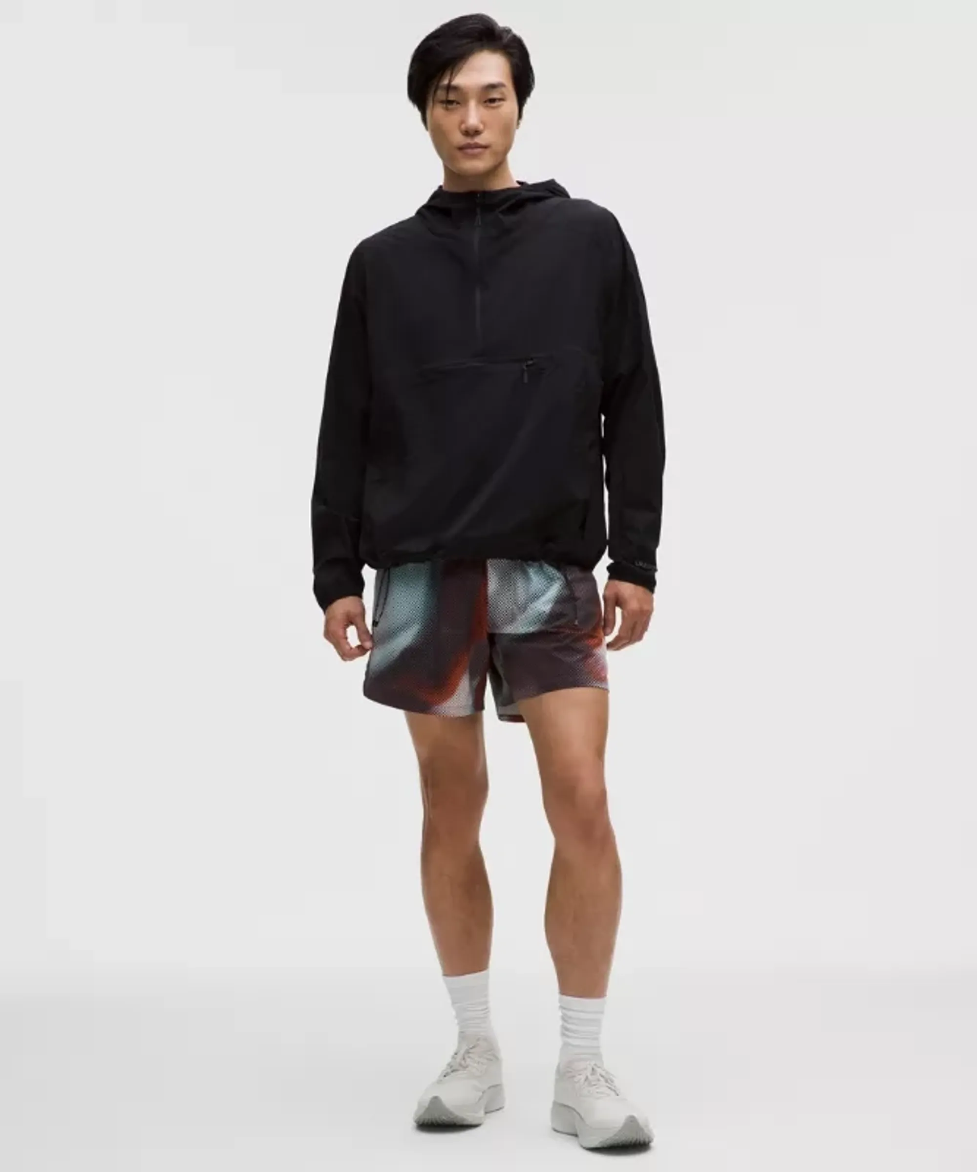 lululemon – Men's Mile Maker Linerless Shorts – 6" – Color Black/Blue/Orange – Size Large