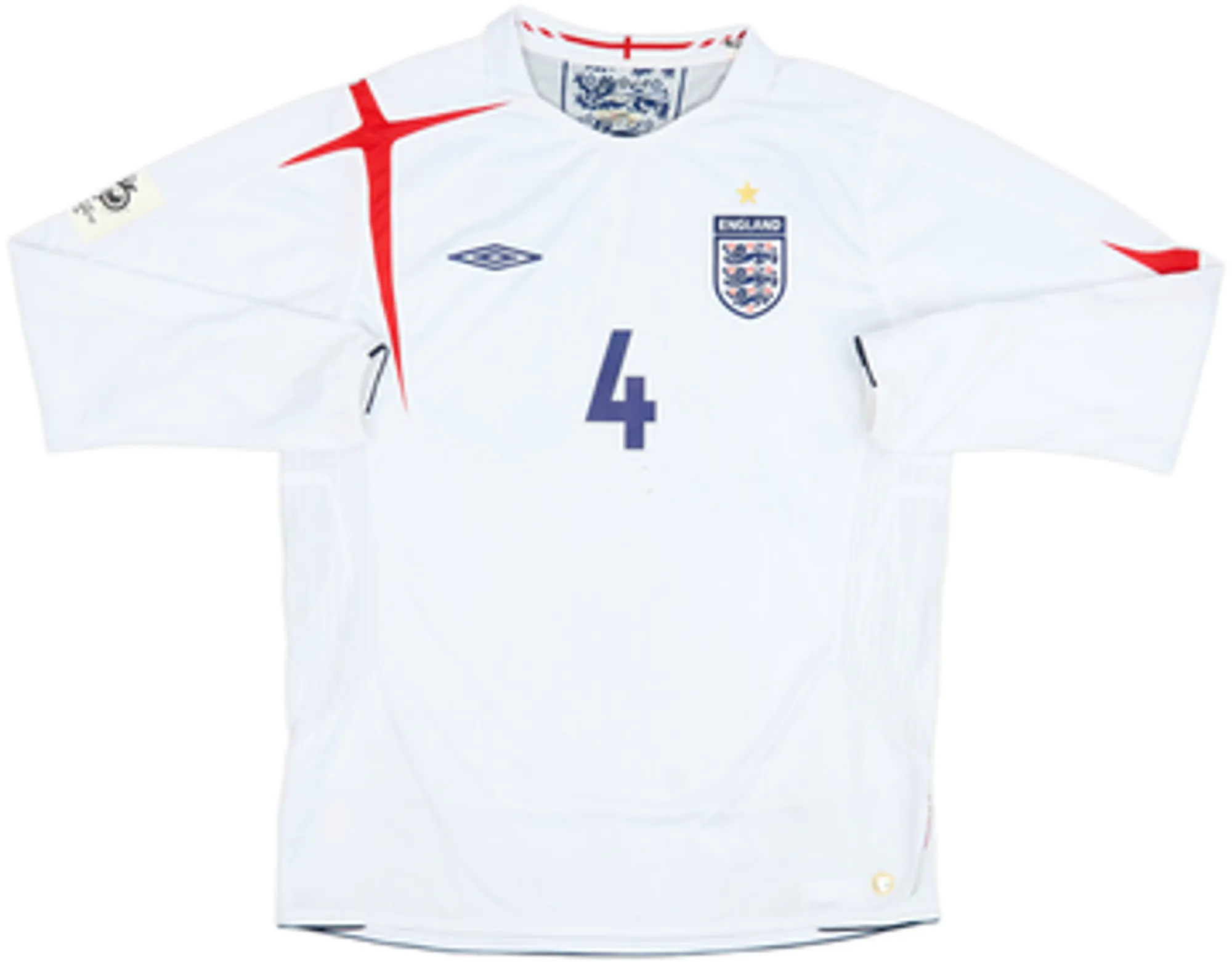 2005-07 England Home L/S Shirt Gerrard #4 - 5/10 - (L)